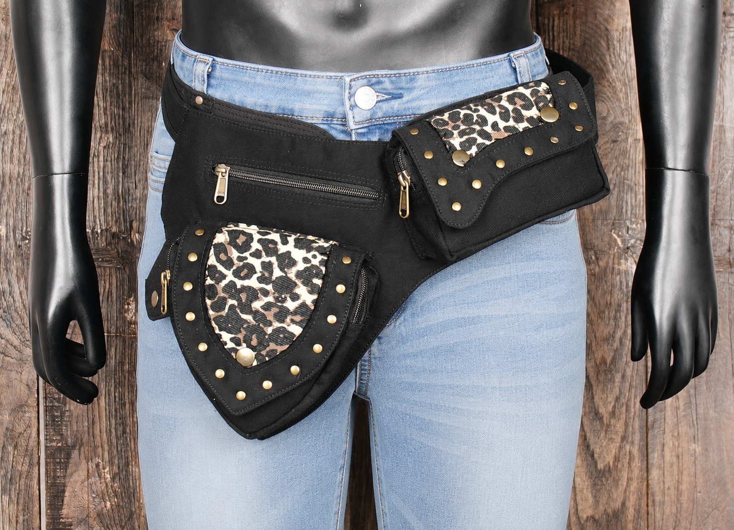 Boho hip bag with cotton construction and utility design