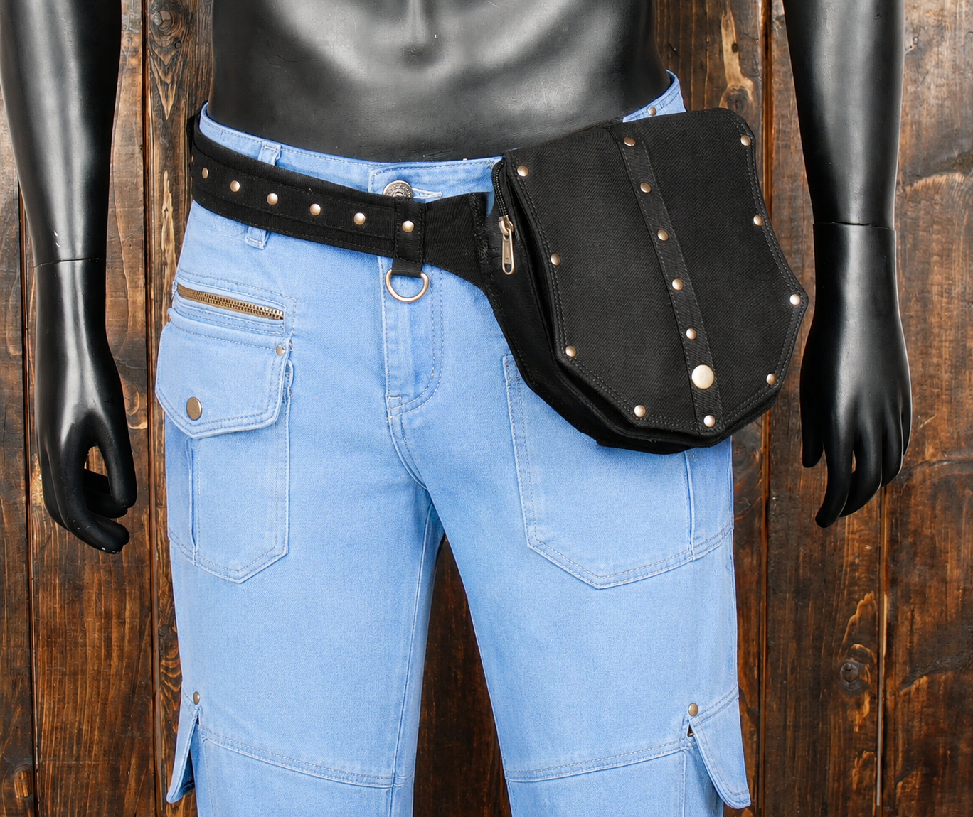 Handmade Black Waist Bag with Adjustable Belt