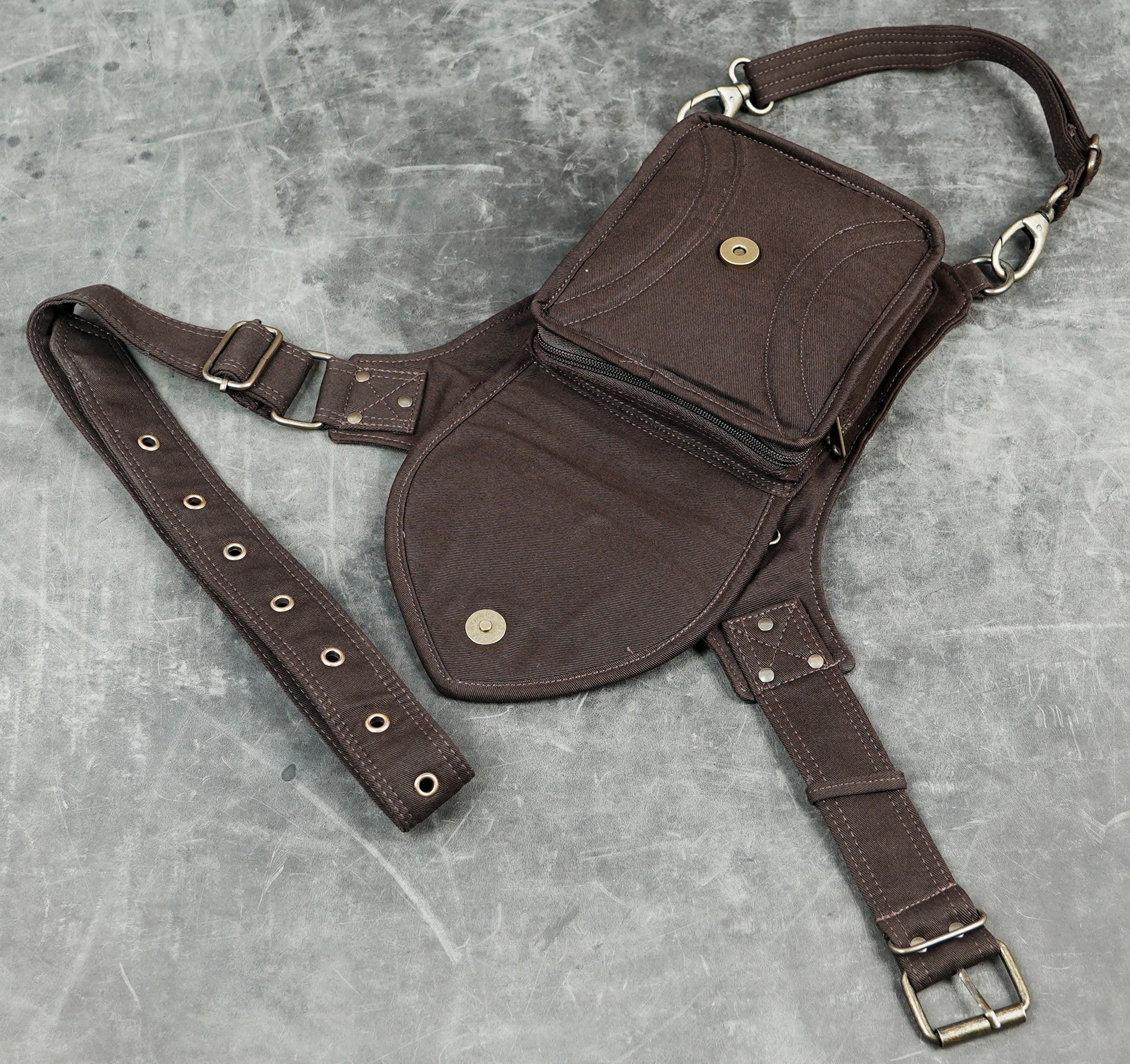 Boho festival waist belt with cotton utility pocket