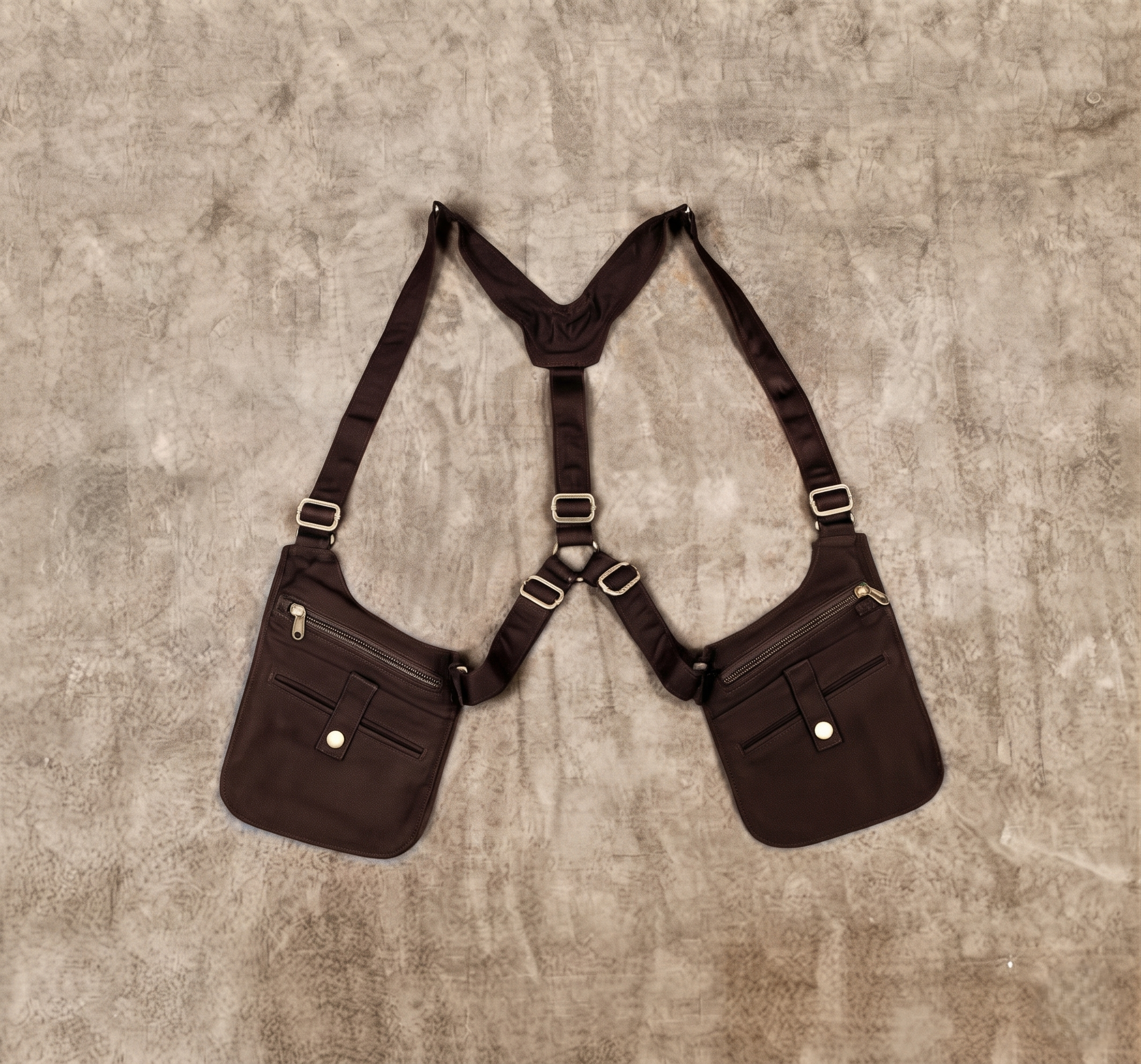 Unisex cotton shoulder holster bag for travel with zip pockets
