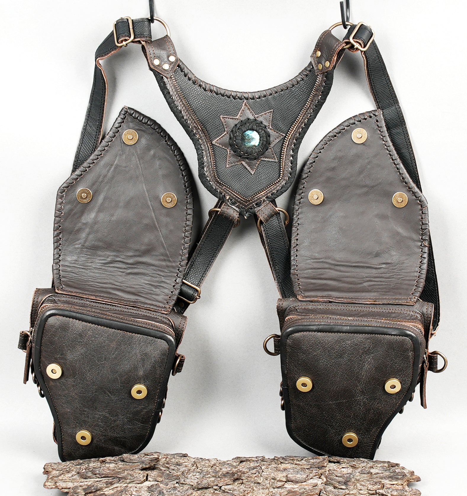 leather holster with gemstone accent