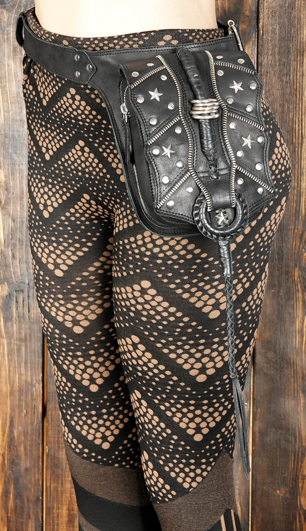 Handcrafted Leather Shoulder Harness Utility Bag with unique rope and steel metal usases 