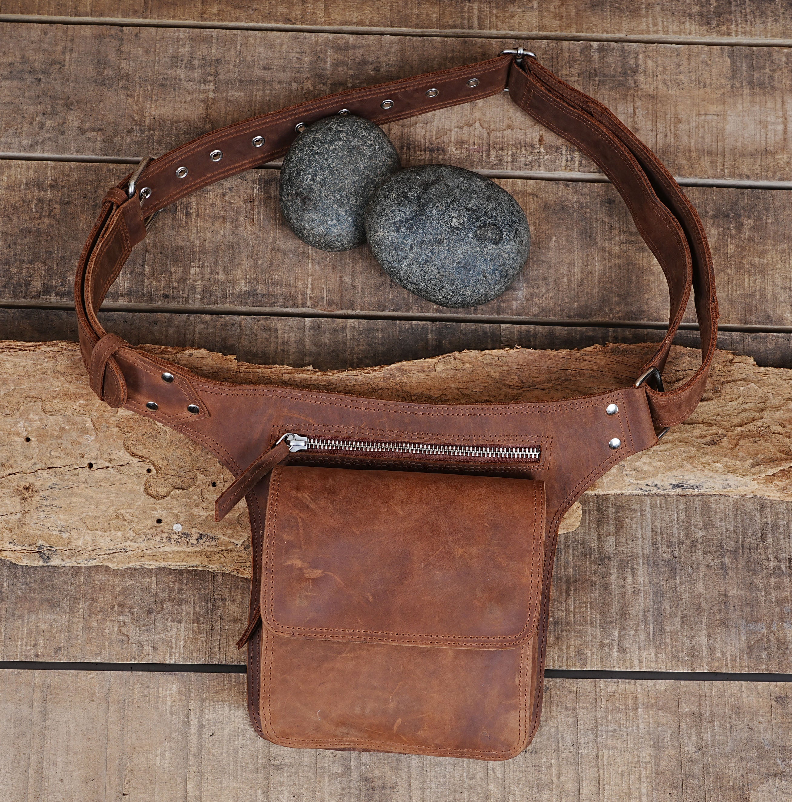 Stylish leather waist belt for outdoor and festival wear