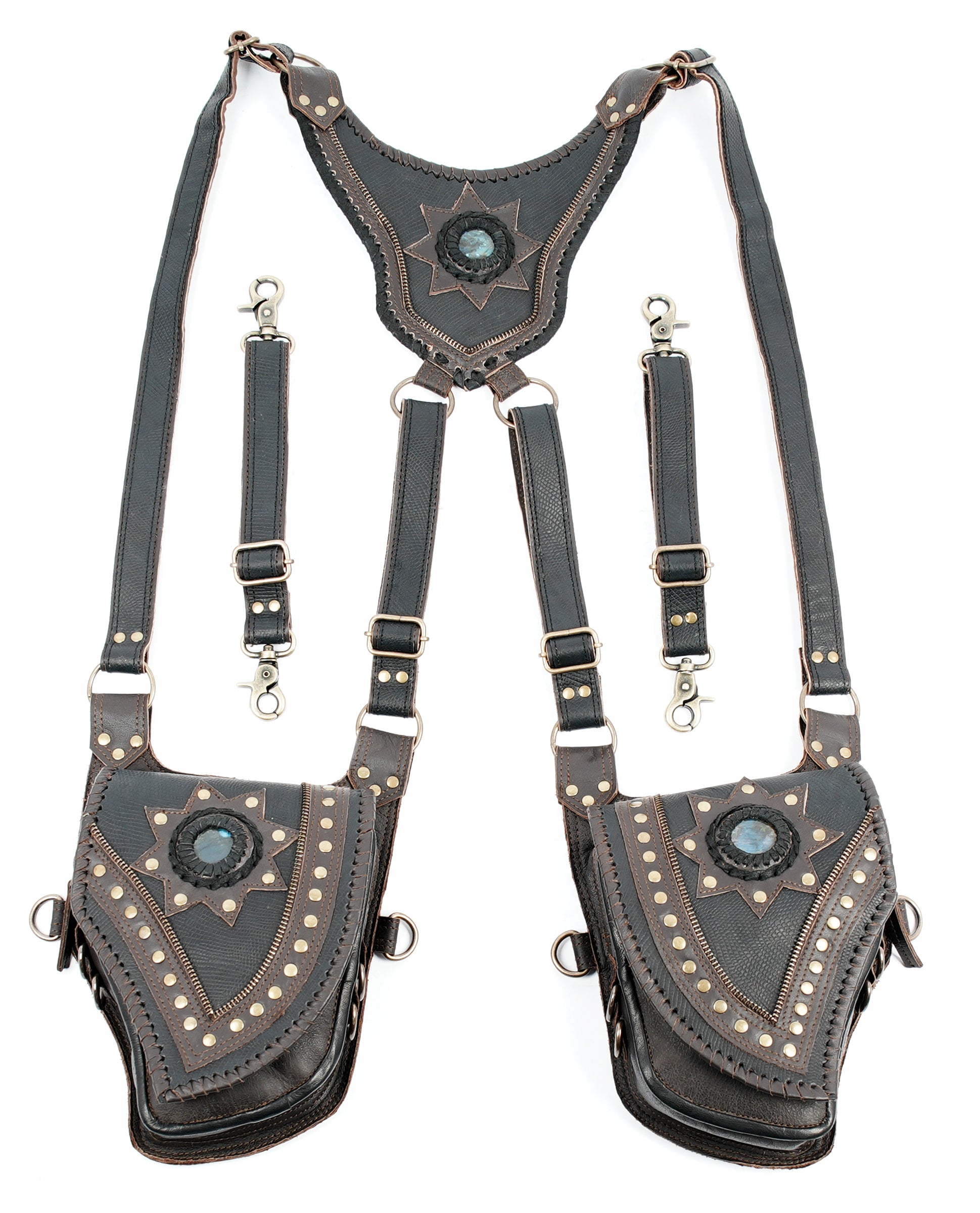 Custom leather holster harness for unisex wear