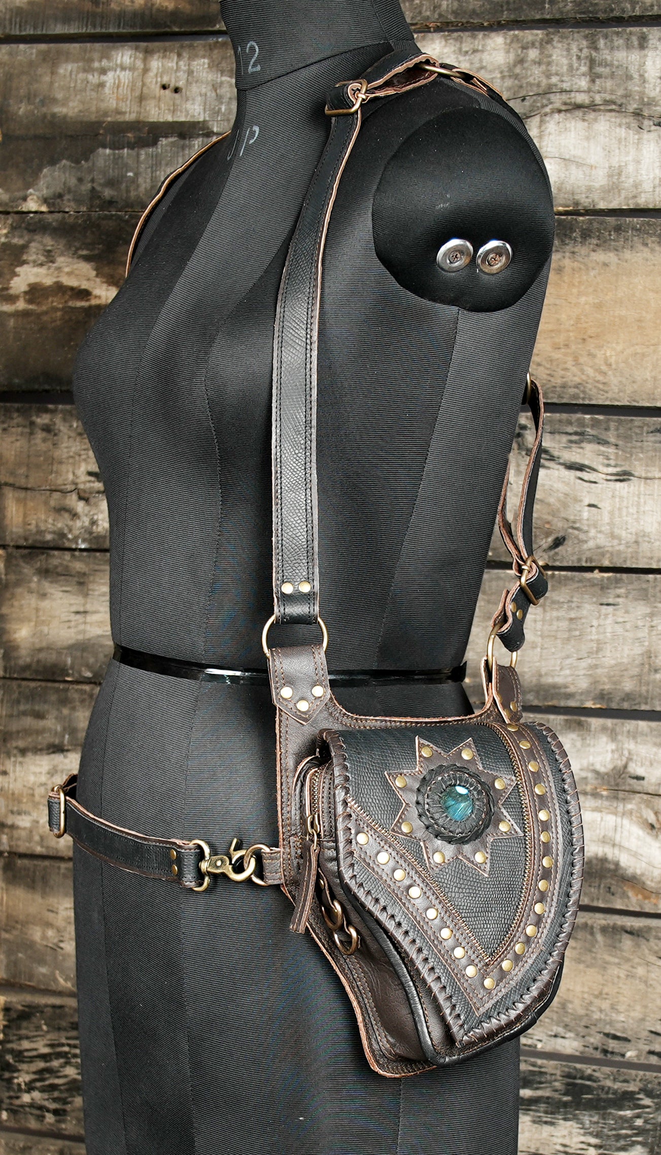 Festival ready leather holster bag with dual compartments