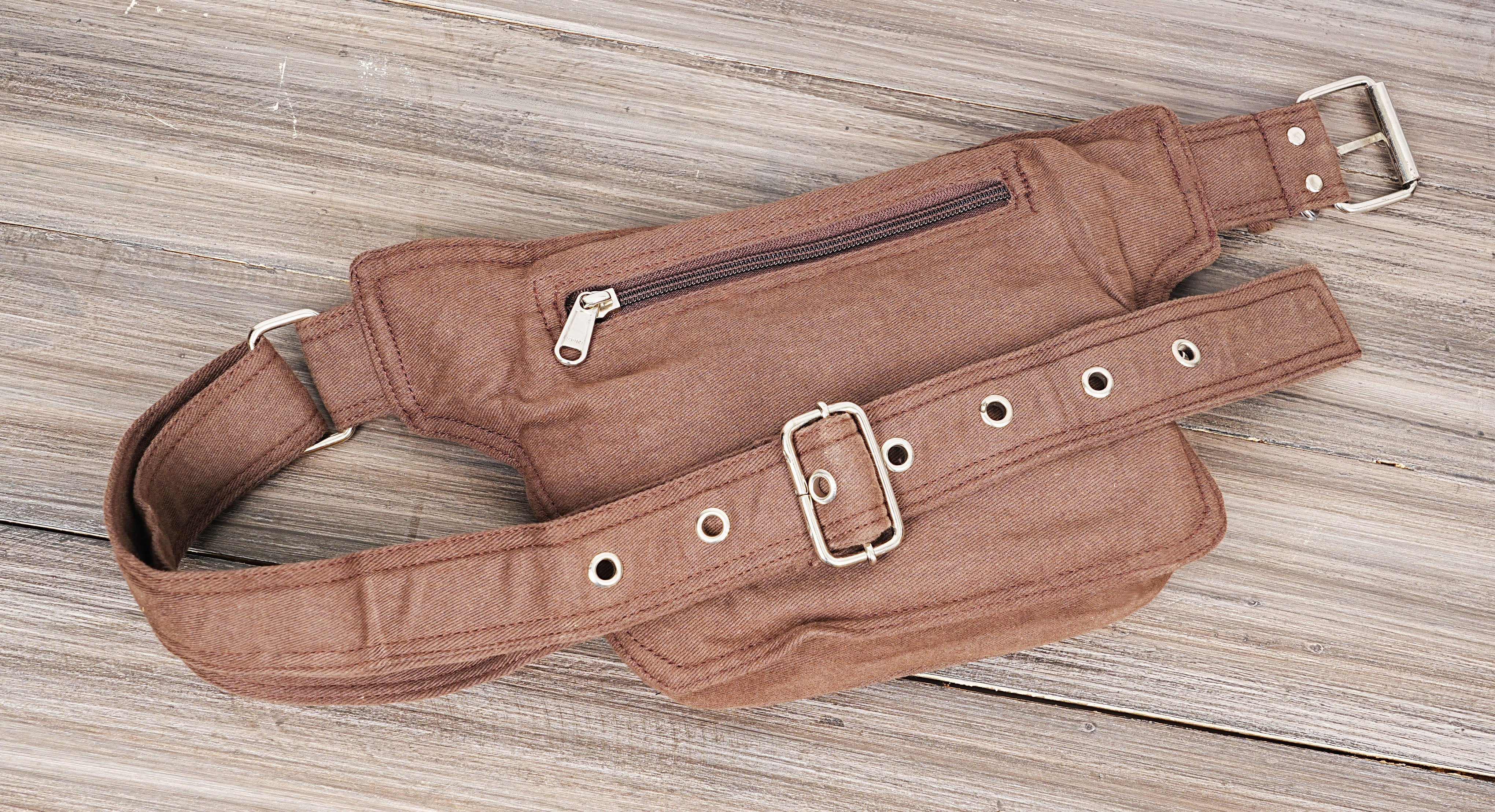 Premium cotton canvas fanny pack with durable metal closures.