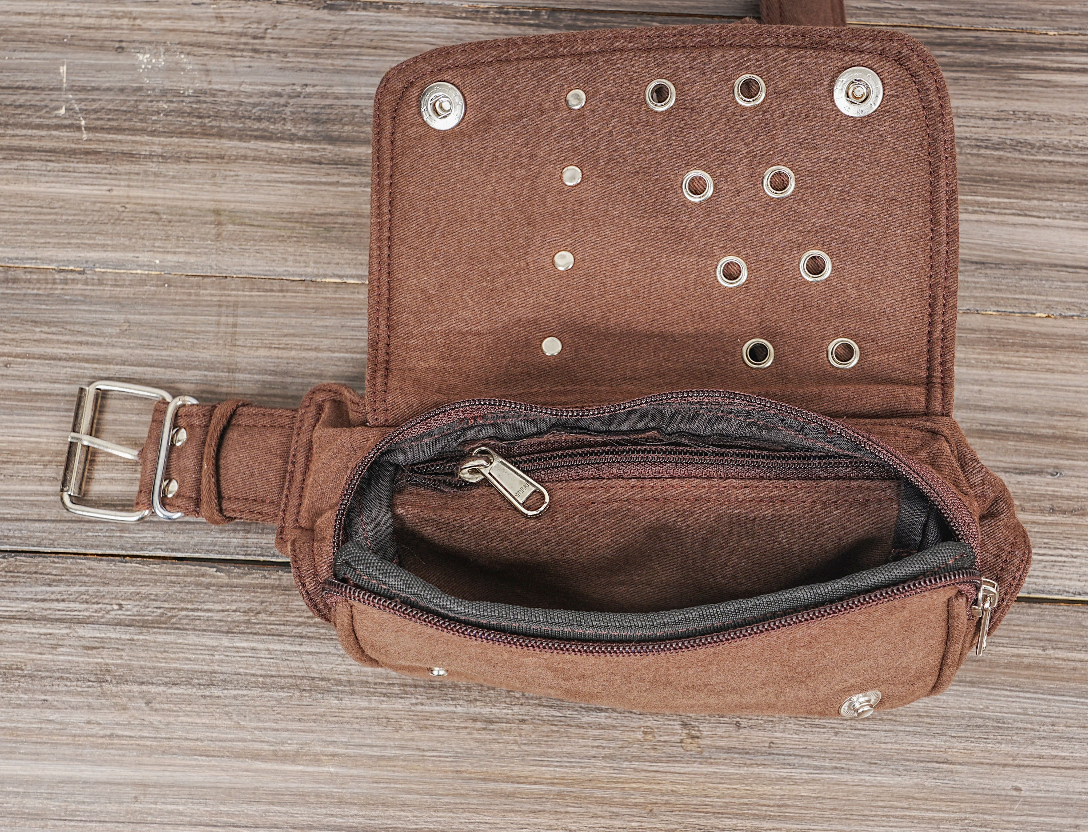 Stylish cotton canvas bumbag with adjustable waist strap.