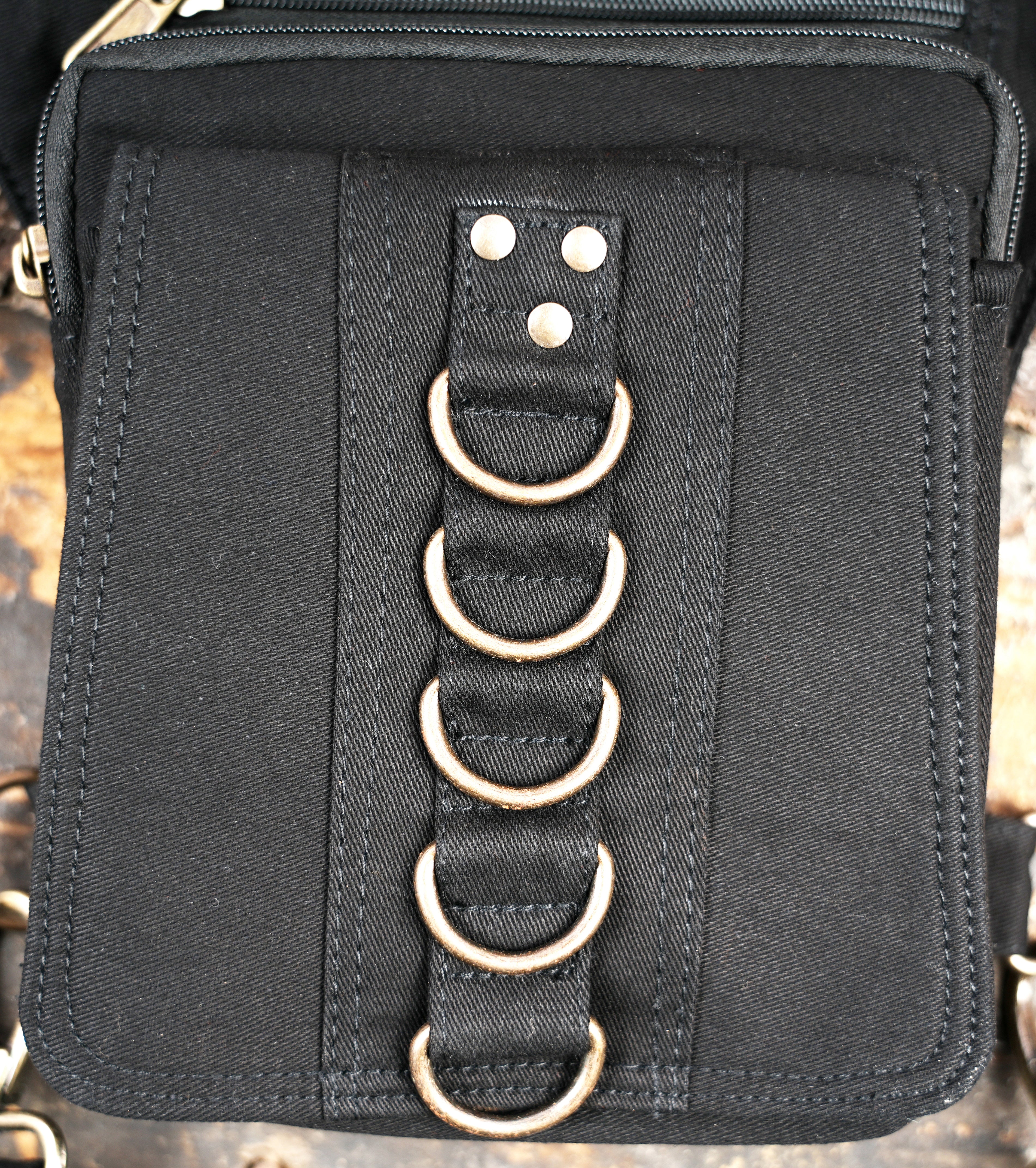 Cyberpunk style thigh bag with harness inspired design