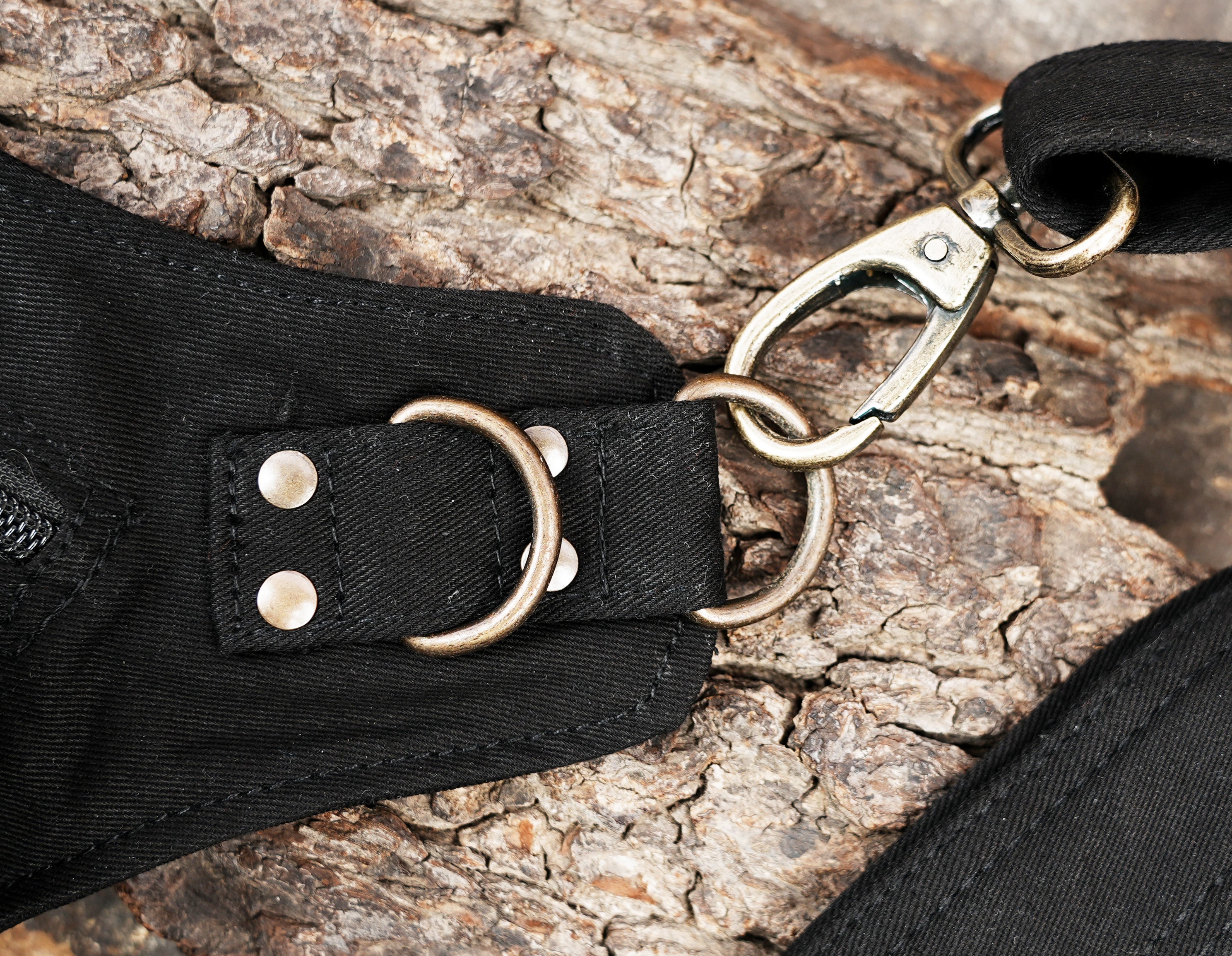Cotton canvas hip bag with multi ring detailing