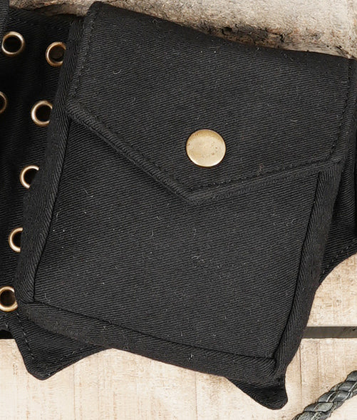 Handmade black cotton pocket belt for everyday use