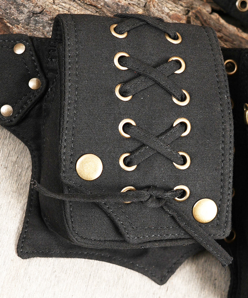 Alternative fashion waist pouch with metal grommets for travel