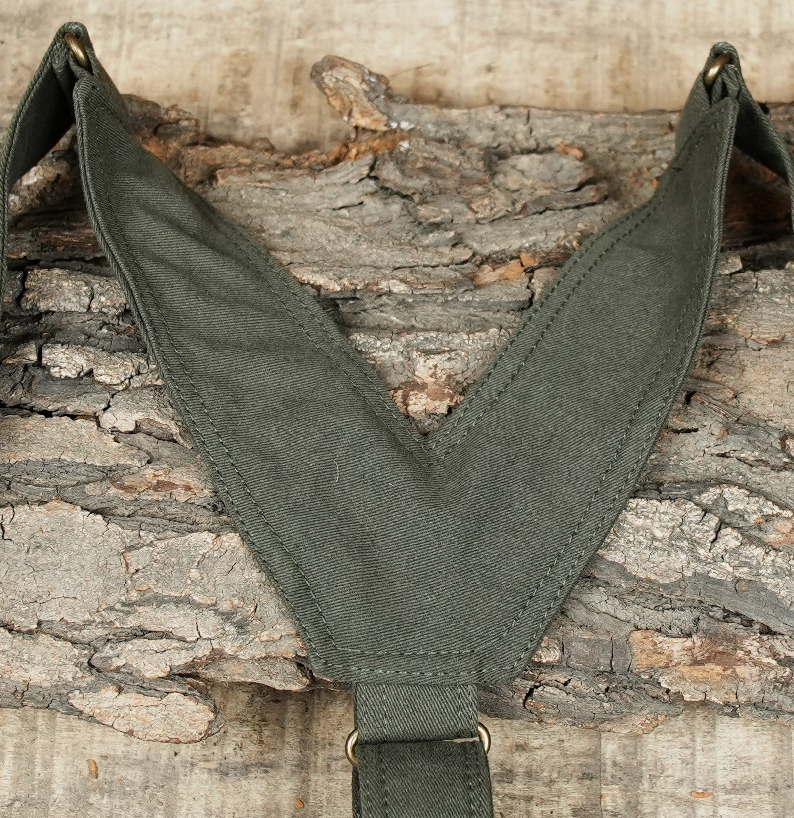 Alternative fashion olive multi-pocket chest rig for street style and outdoor wear
