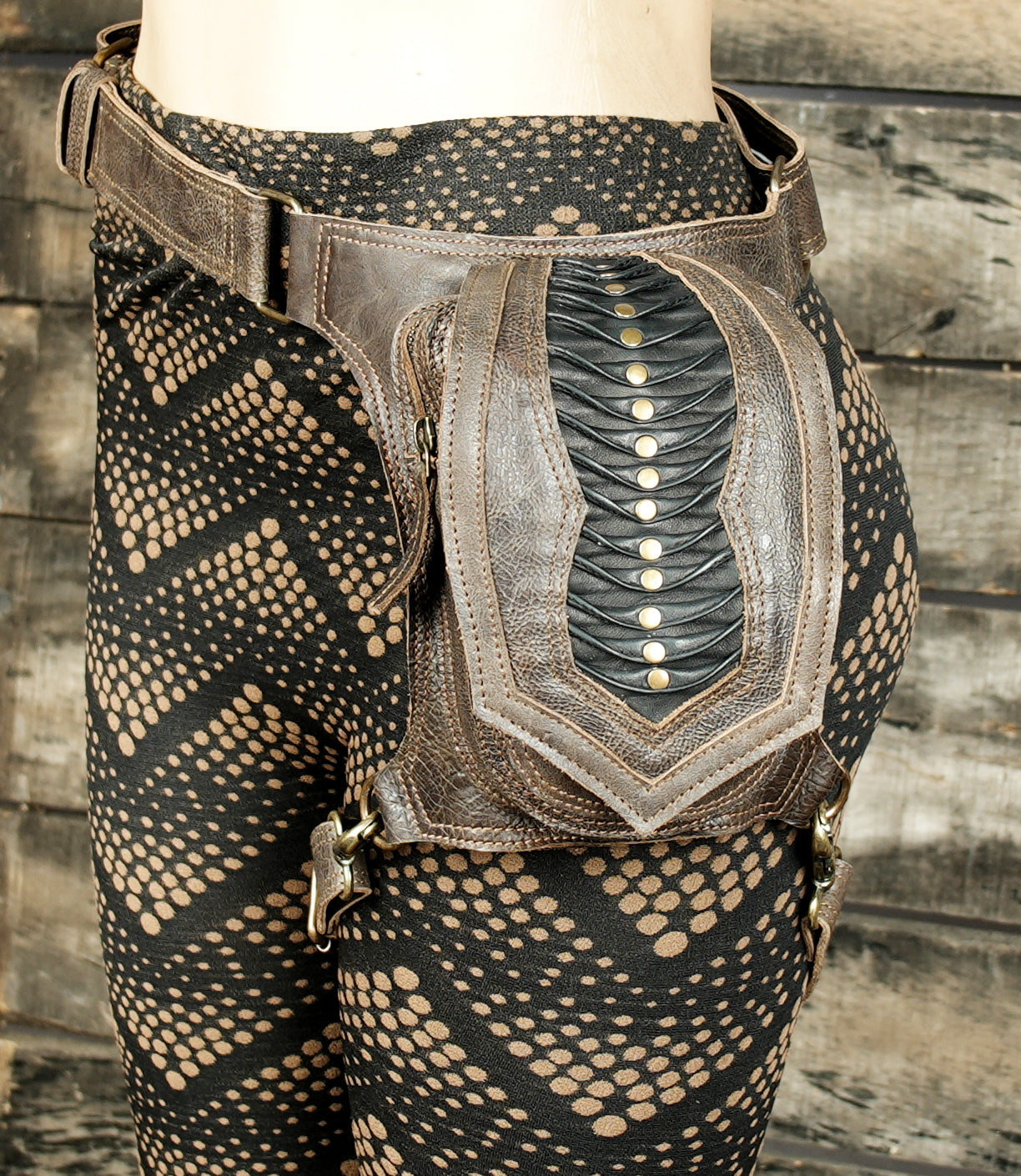 Statement leather waist thigh belt for alternative fashion