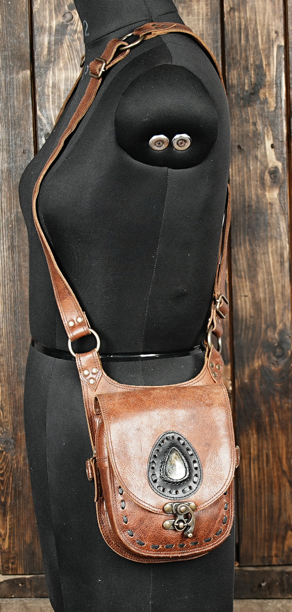 brown Holster Bag - Siga Tribal with biker holster and metal lock 