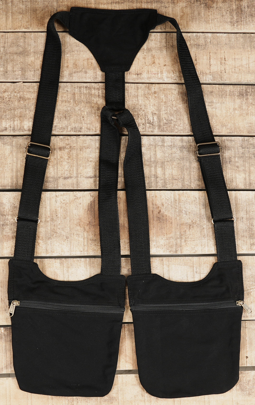 Adjustable cotton chest harness with two utility pouches
