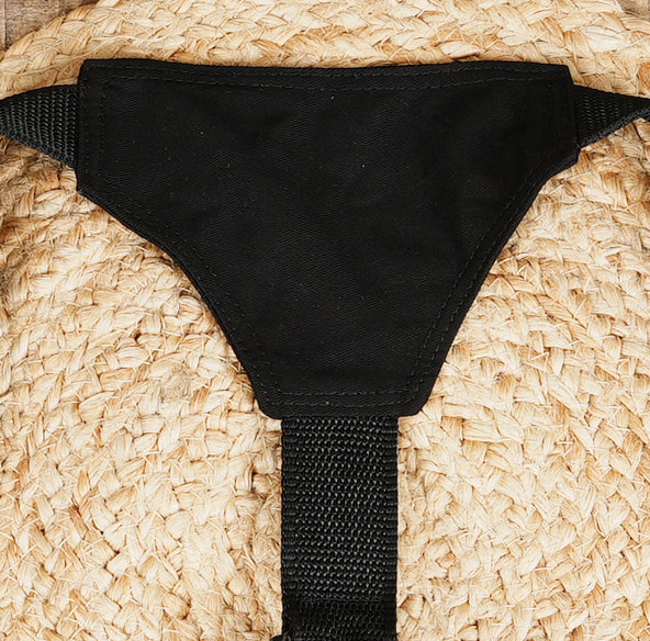 Black cotton chest harness bag with double pockets