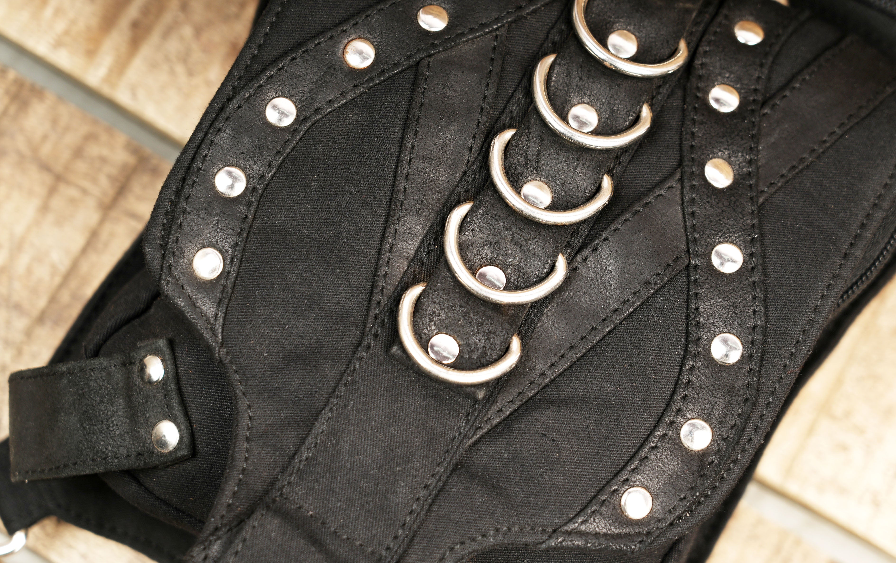 Gothic utility waist and thigh strap pouch for festivals