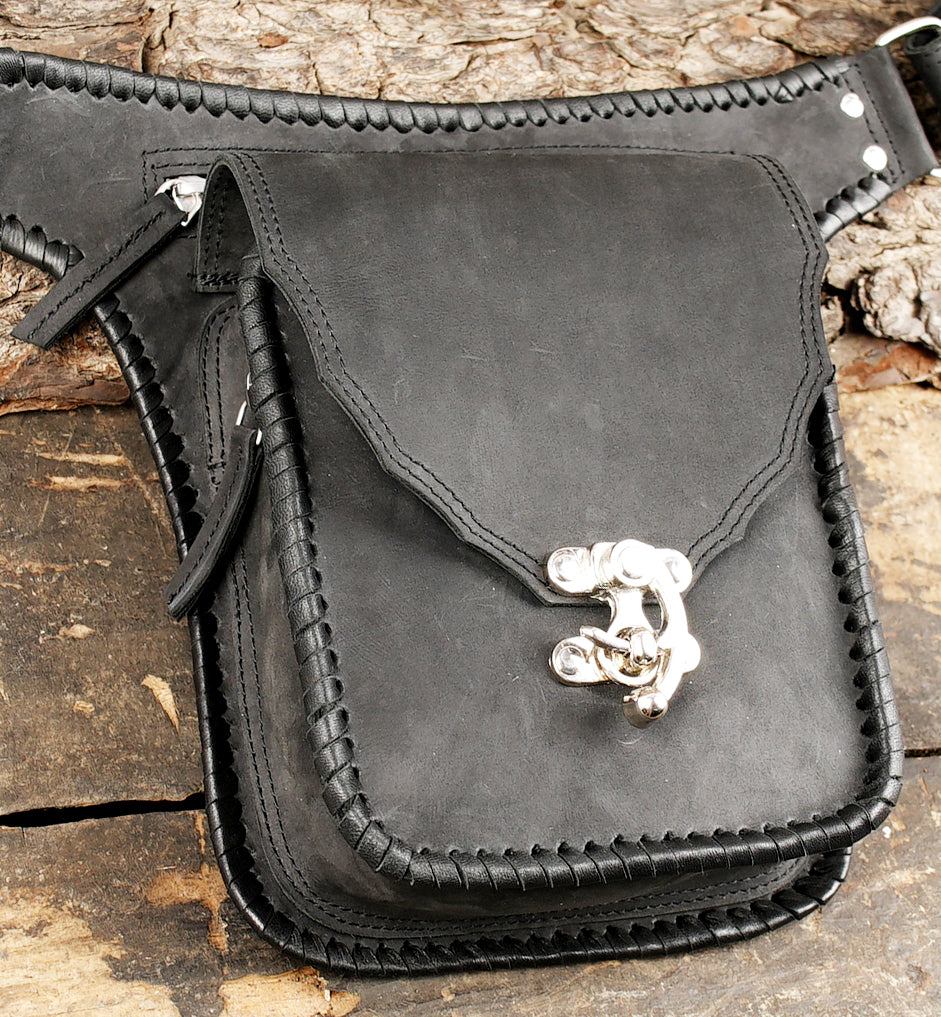 Genuine Leather Hip Pouch Belt for Travel & Outdoor Use