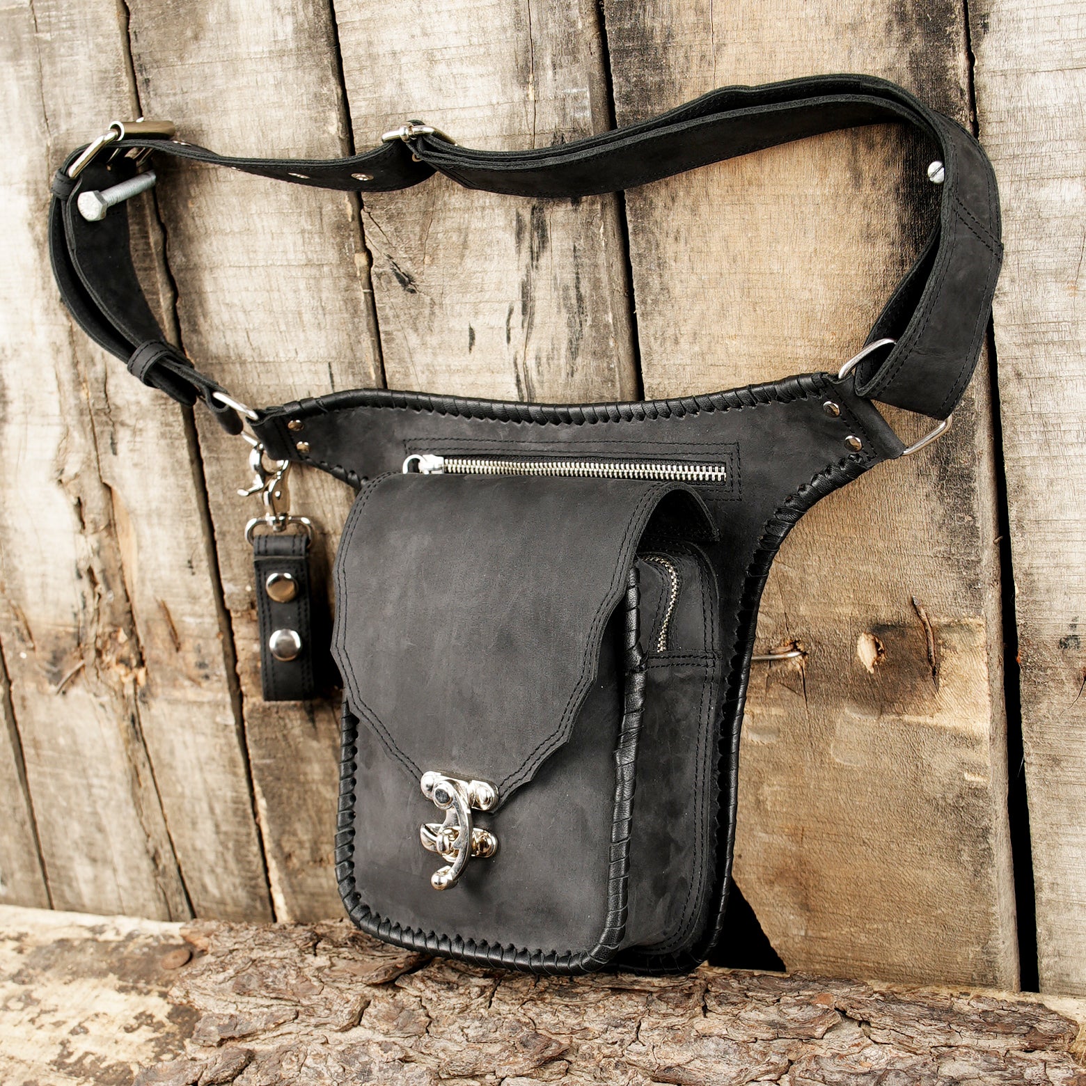 Handmade Genuine Leather Waist Belt with Zipper Pouch || Genuine Leather Hip Belt Bag with Front Zipper Pocket (LT/NS/WB/6017)