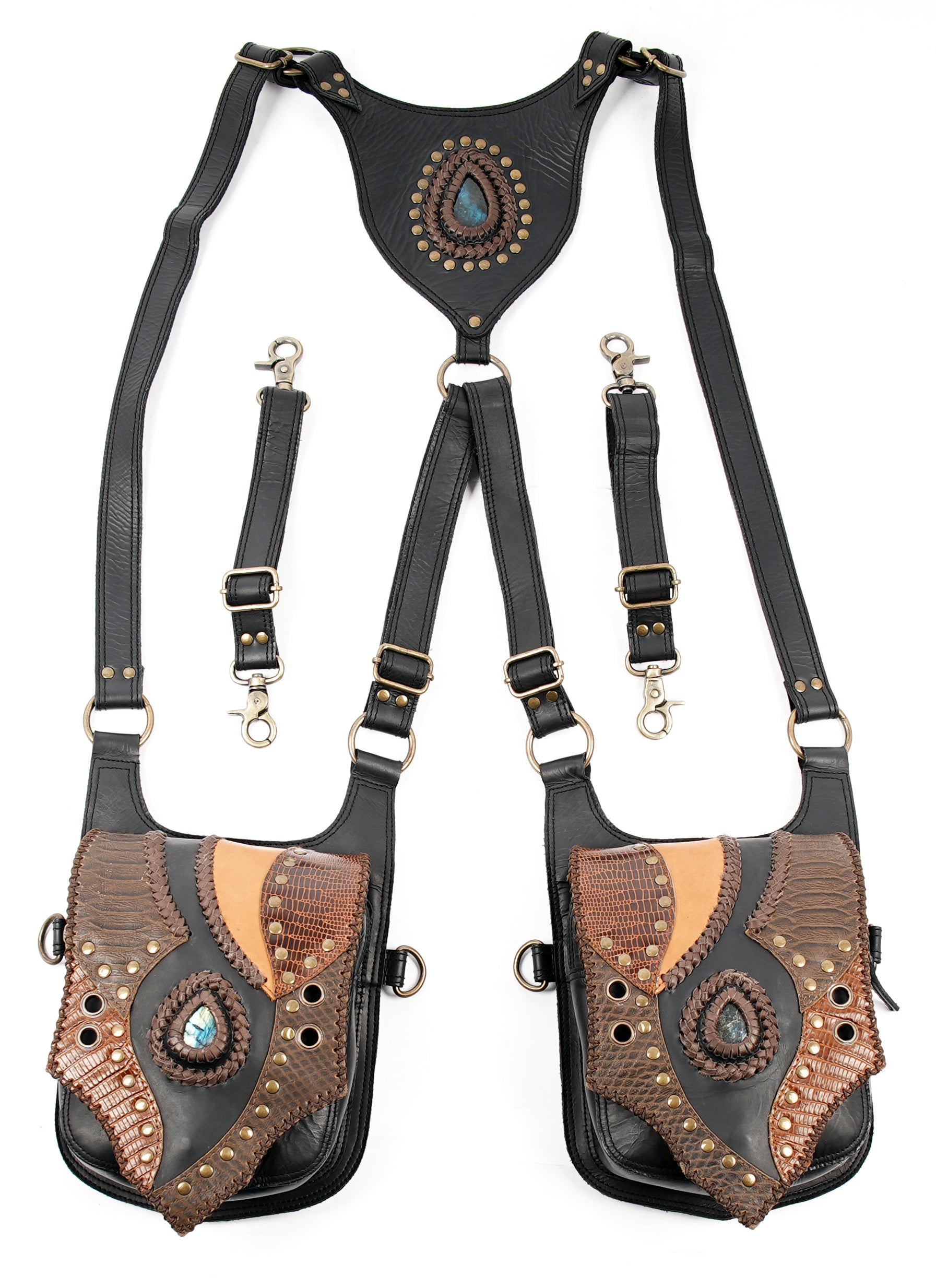 Textured leather shoulder holster for travel and festivals