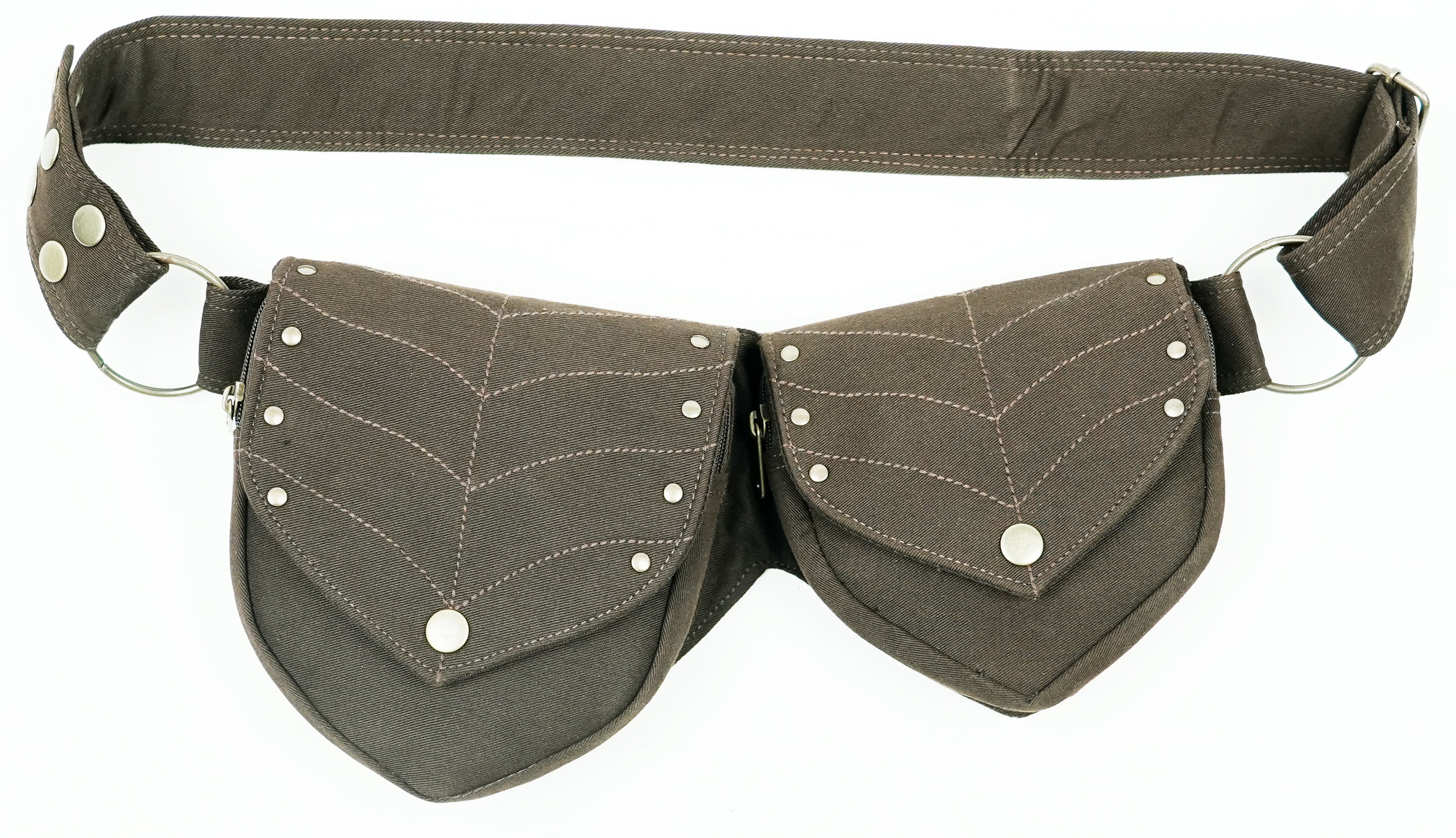 Two pocket canvas fanny pack with buckle adjustment