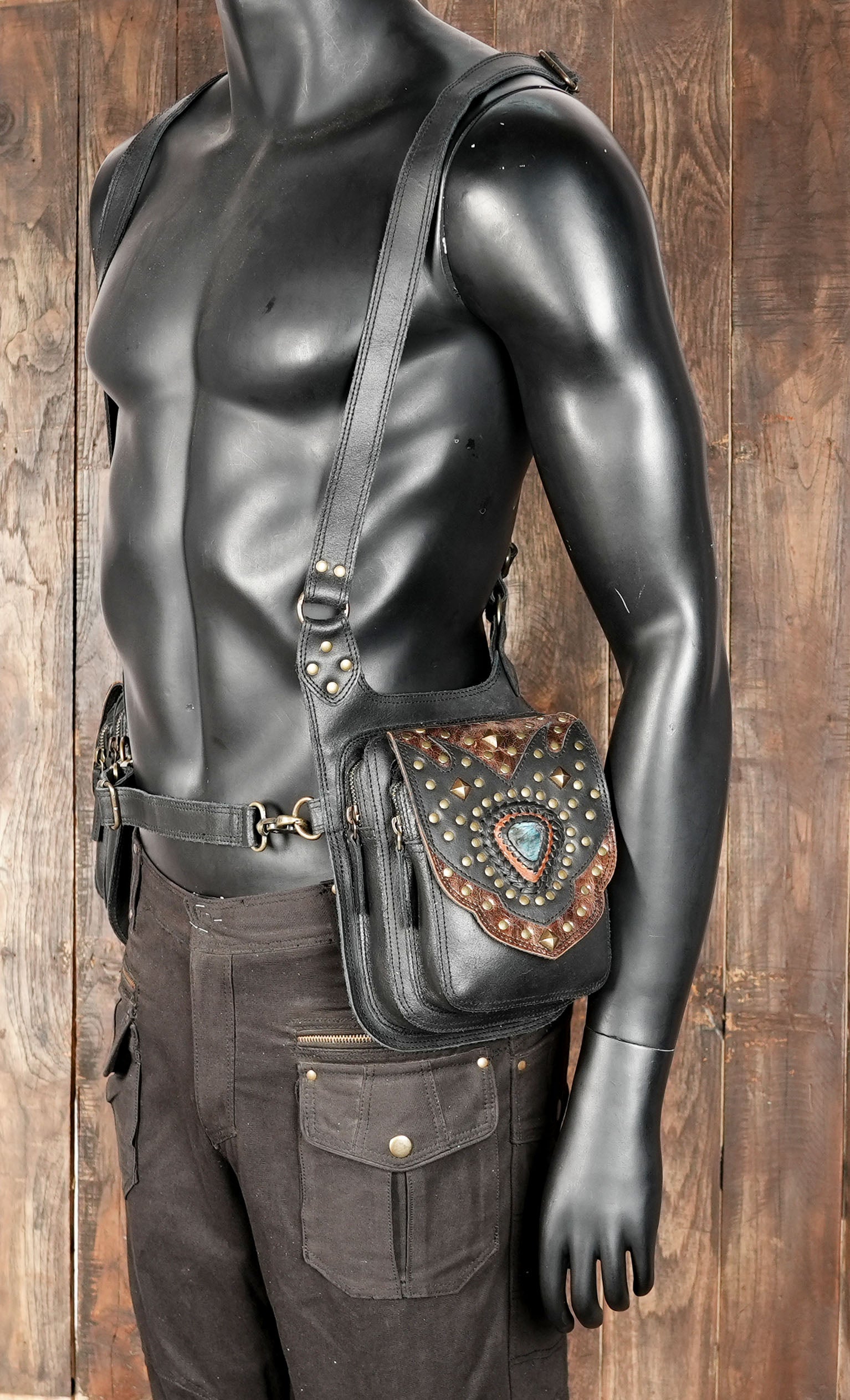 this leather holster is a statement accessory that stands out while offering practical storage.