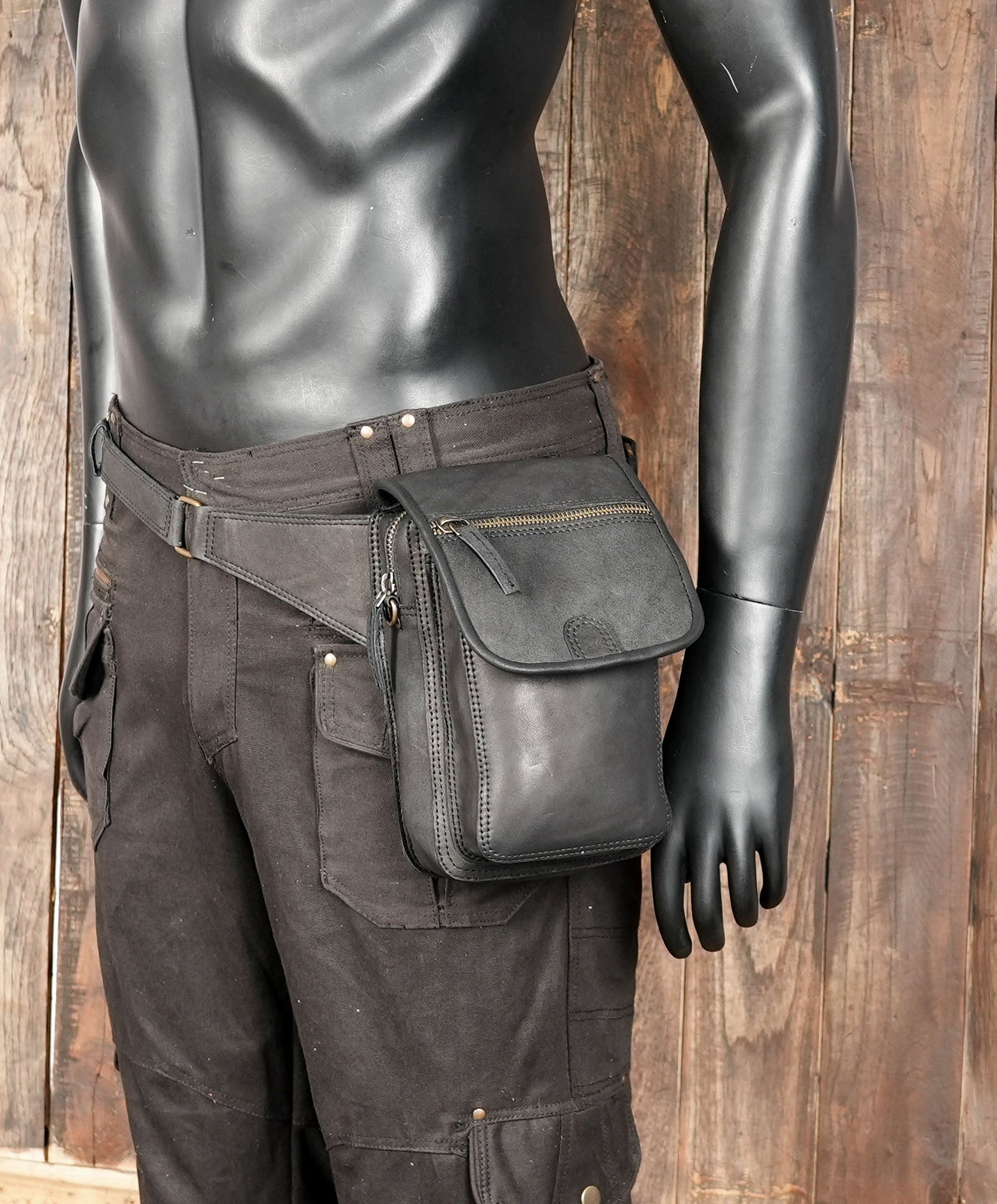 Handmade from genuine black leather with fine craftsmanship