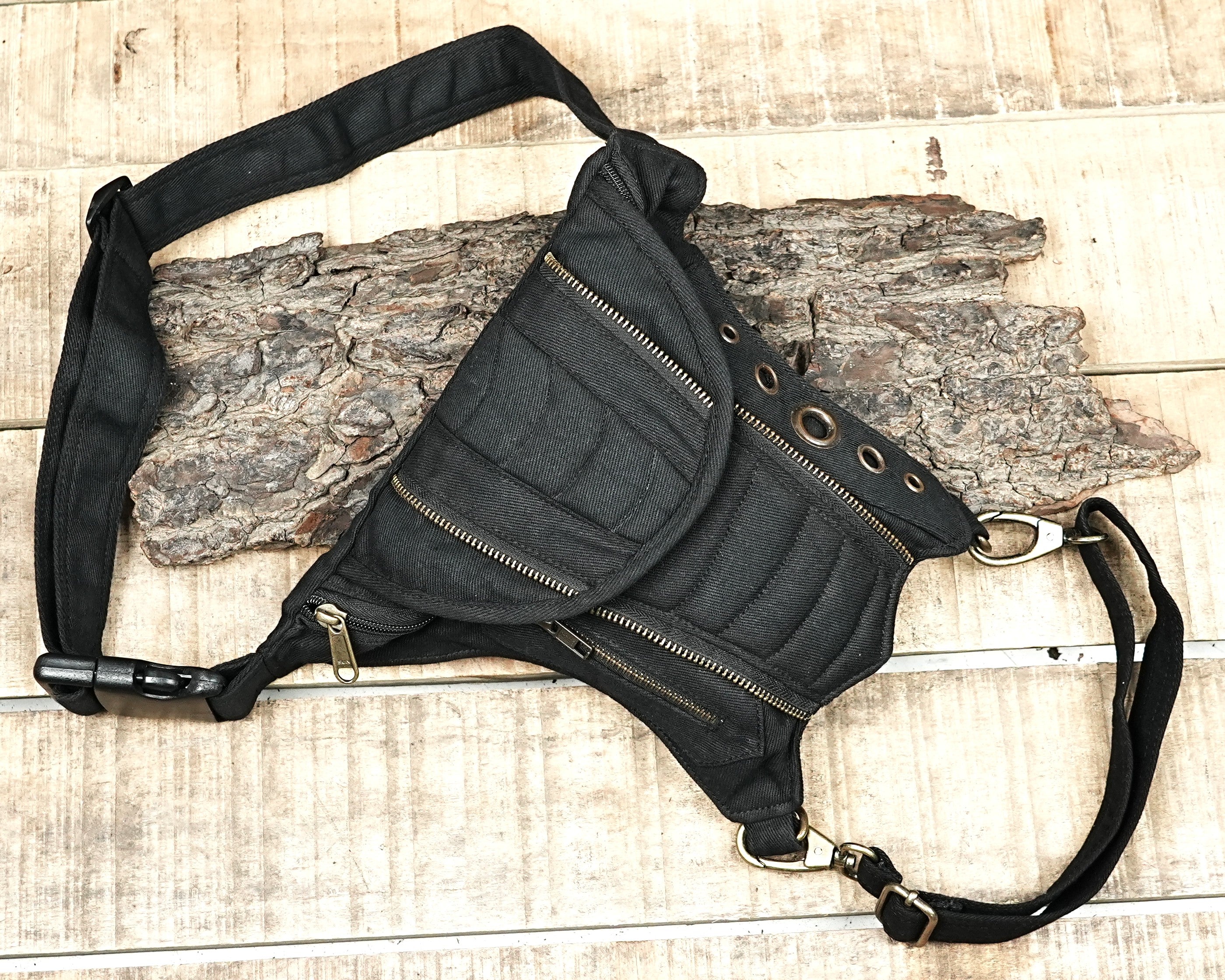 Cyberpunk style drop leg bag with adjustable straps