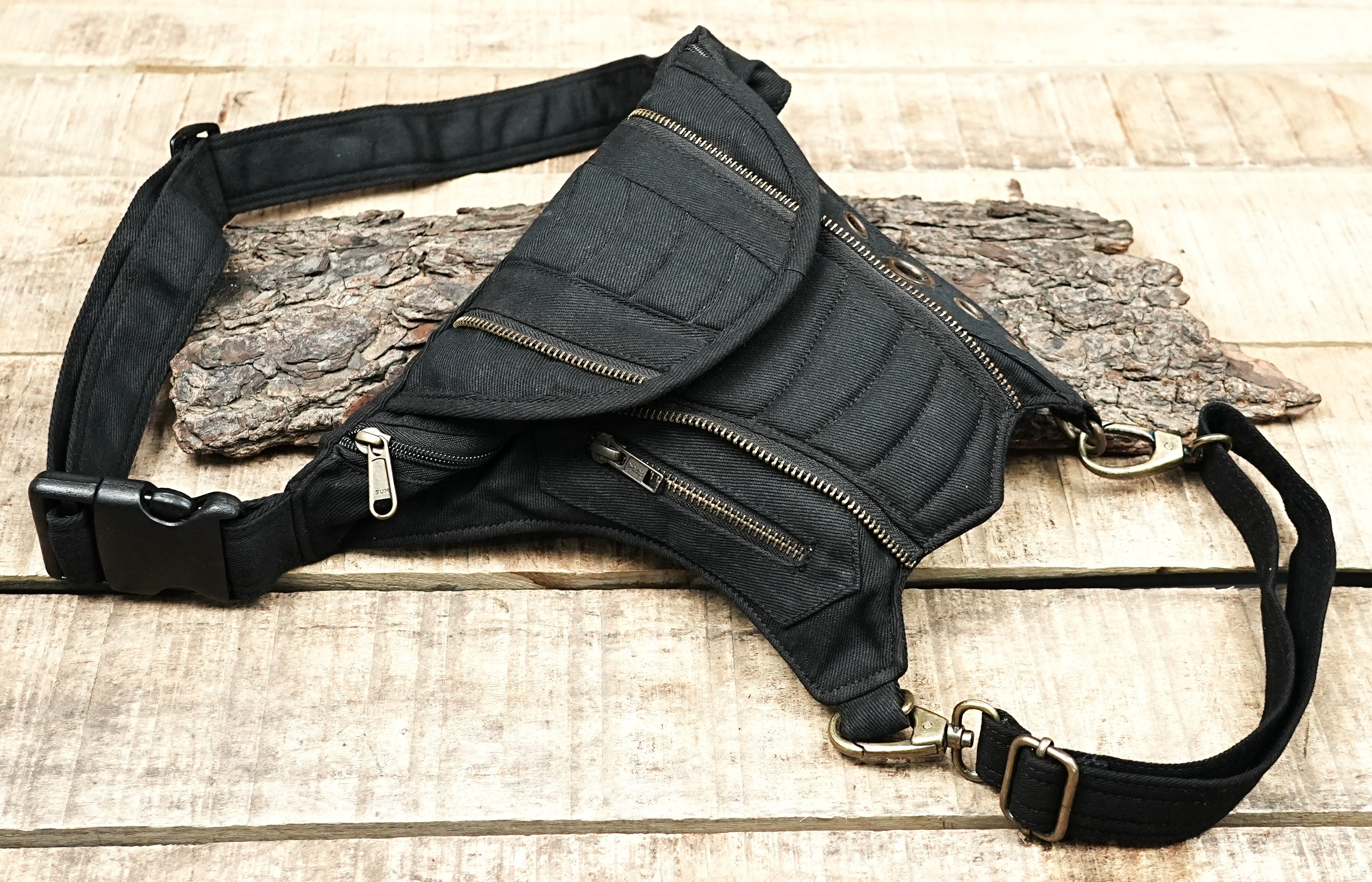Festival costume belt bag with corset stitching