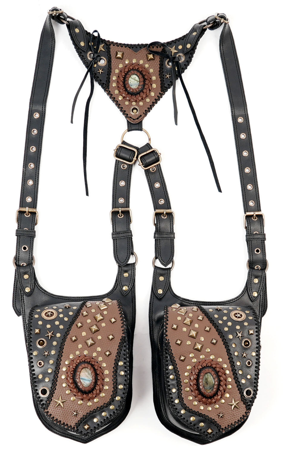 Statement leather shoulder holster with handcrafted design