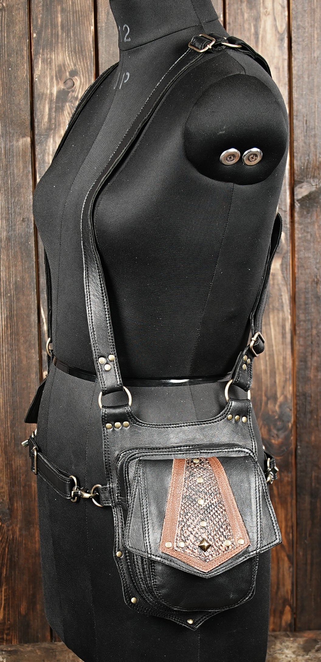 Cotton holster utility bag with gothic and alternative fashion style