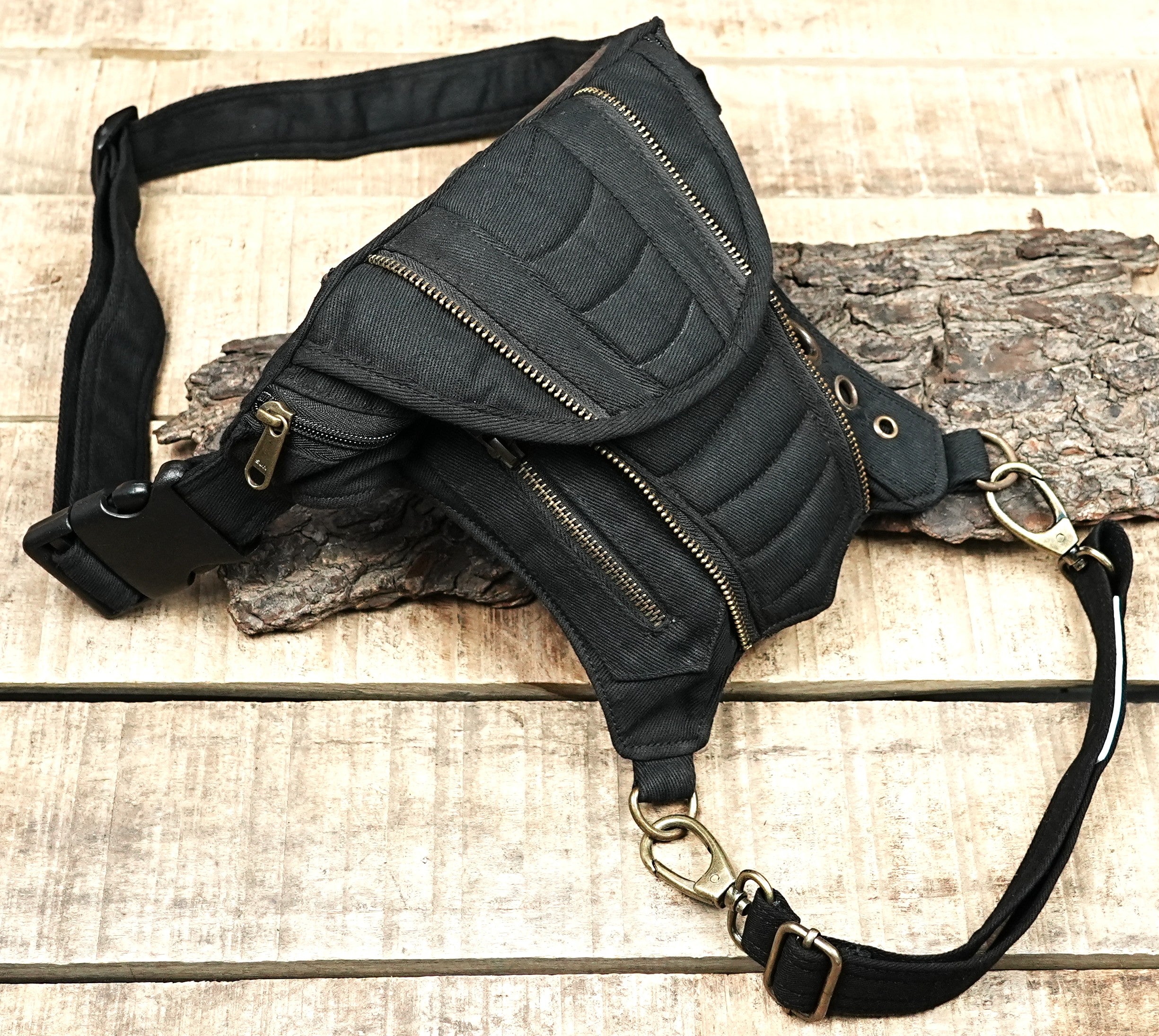 Gothic cosplay accessory with thigh strap attachment
