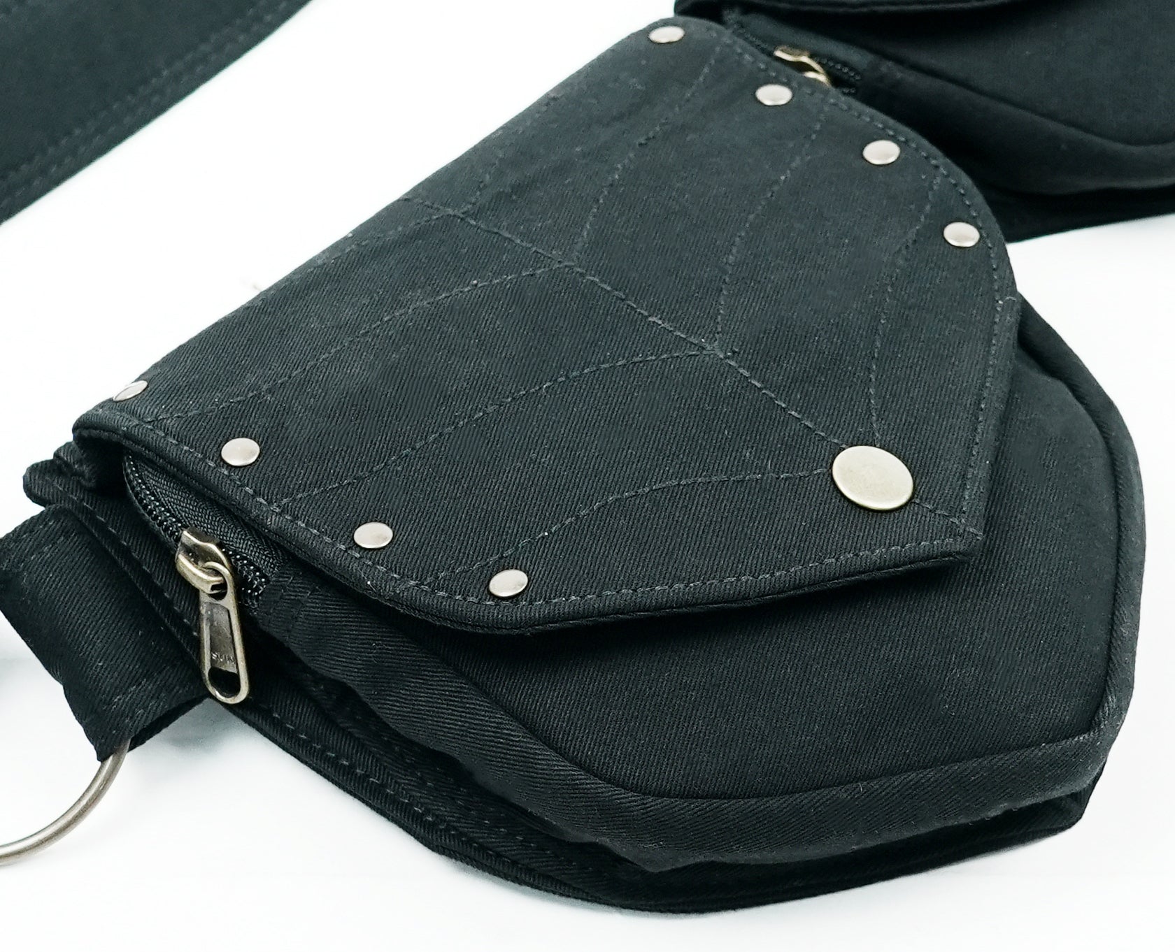 Steampunk hip bag for festivals with snap button pockets
