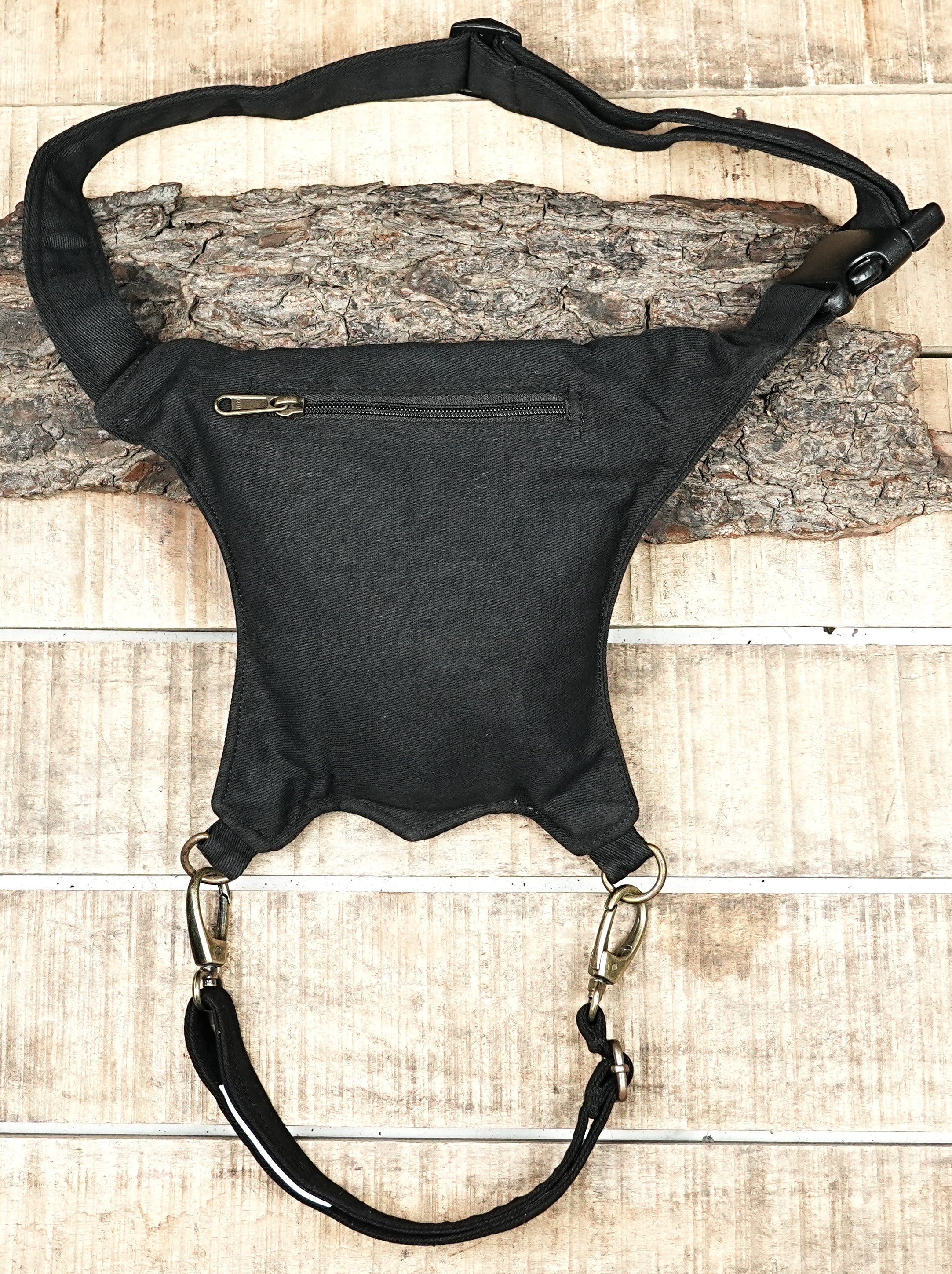 Alternative fashion waist pouch with brass clasps