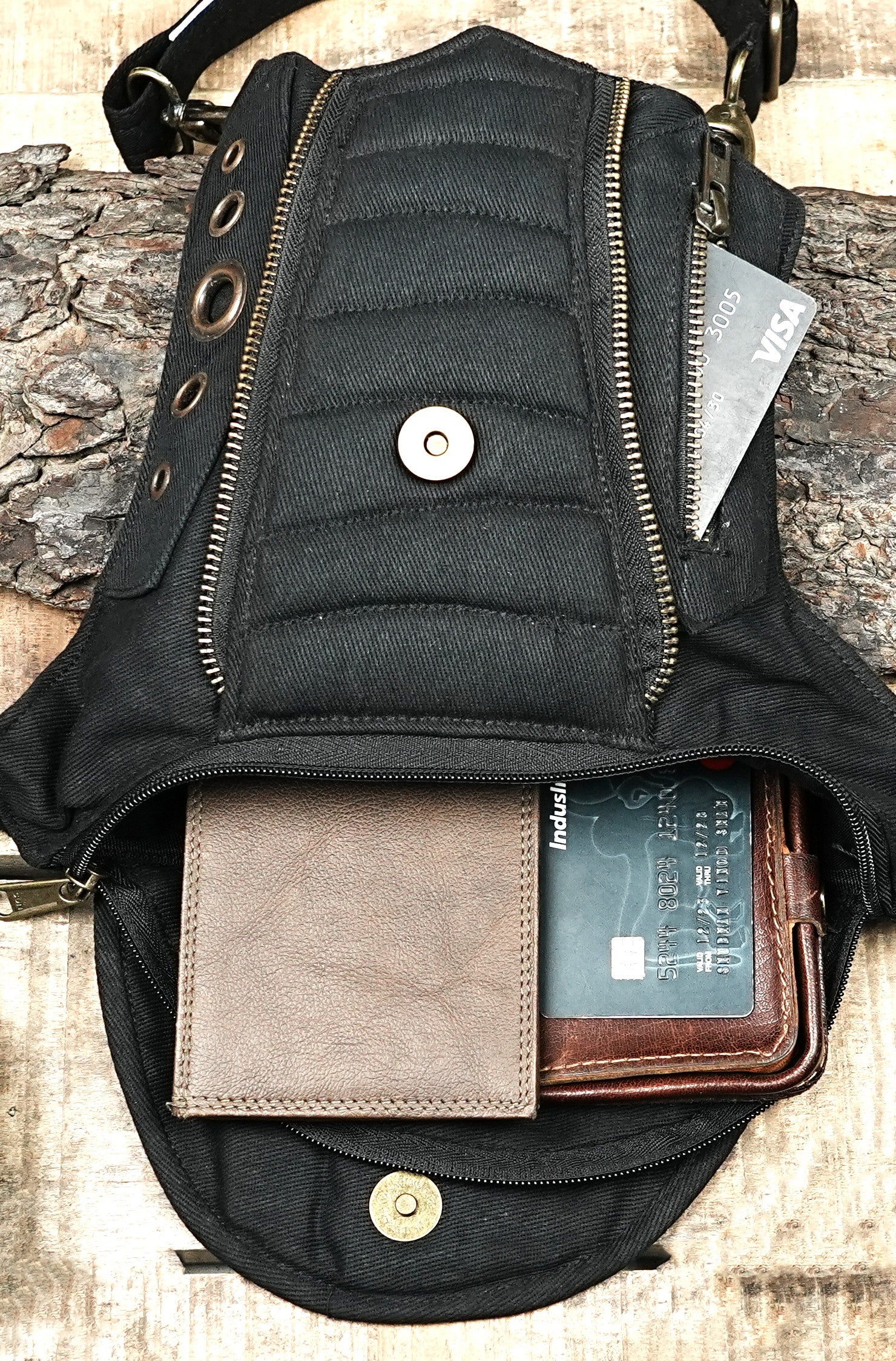 Burning man style utility bag with metal grommets