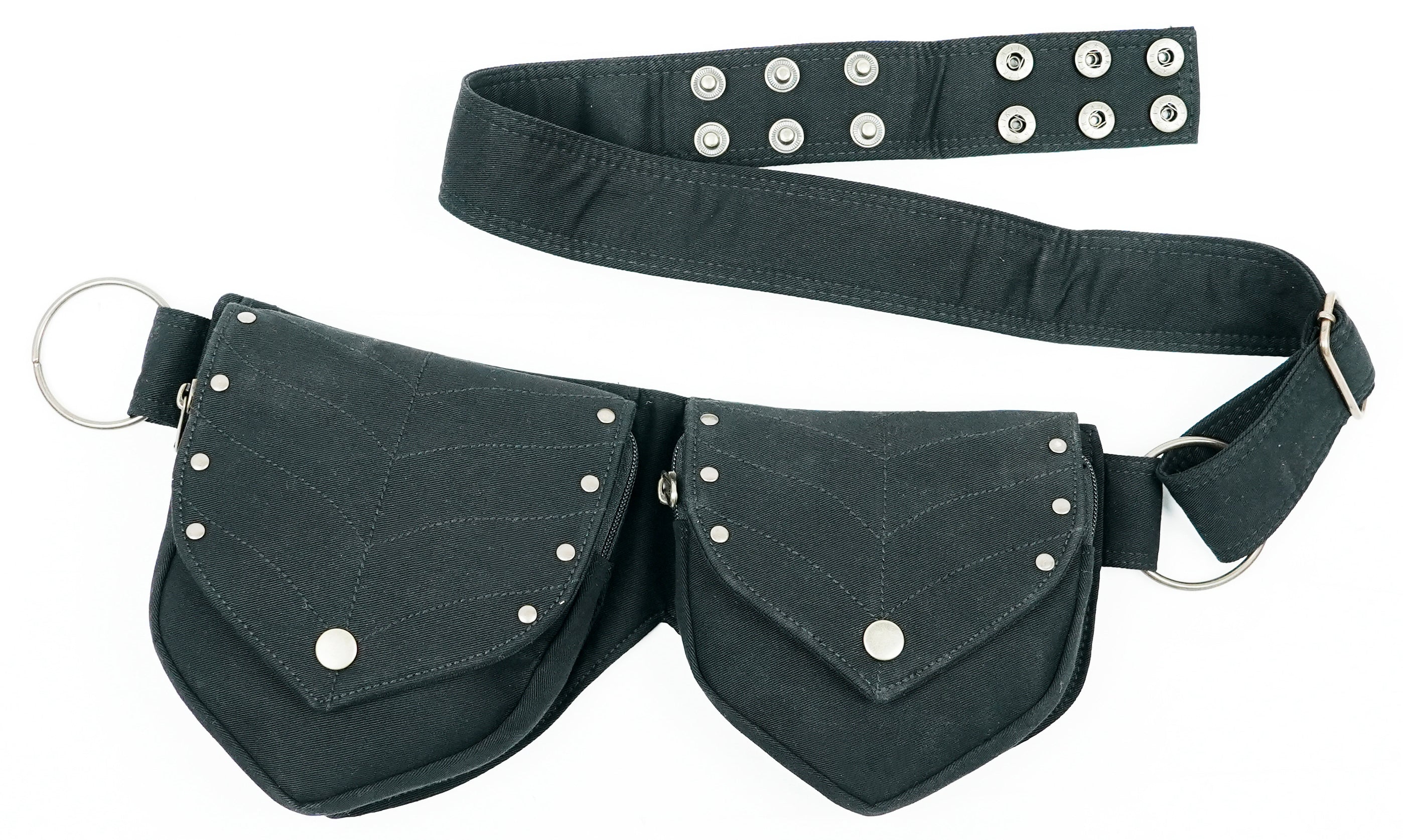 Festival fanny pack with two canvas pockets and buckle strap