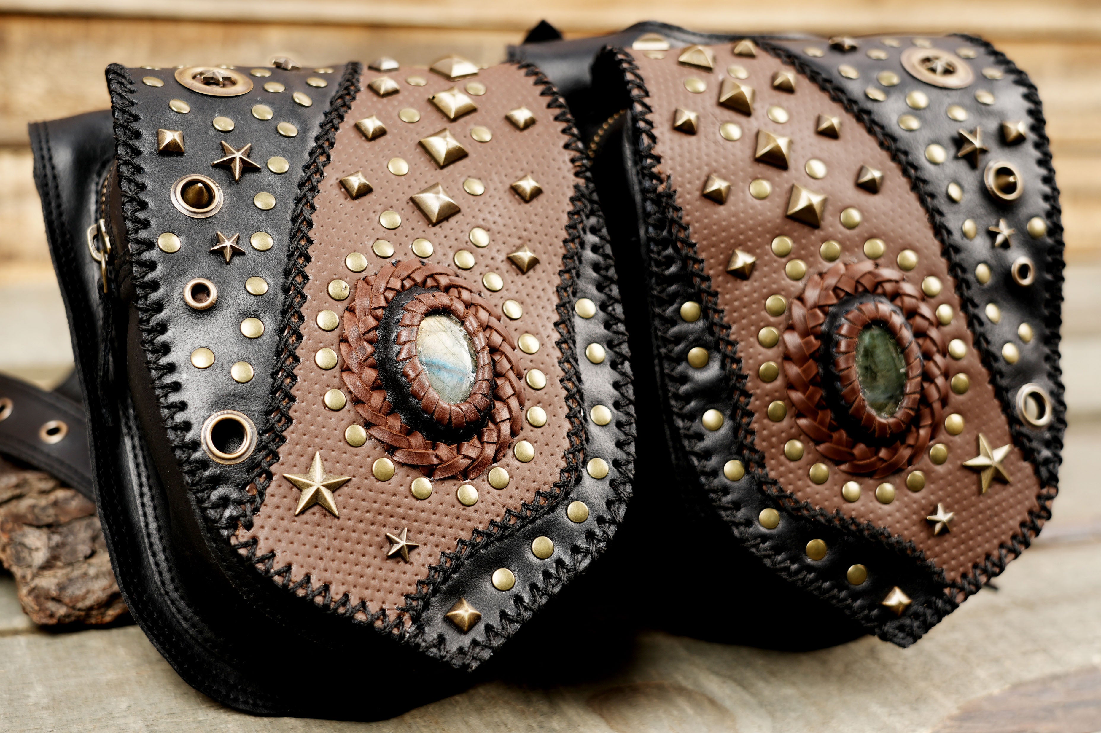 Festival leather holster with tribal inspired detailing