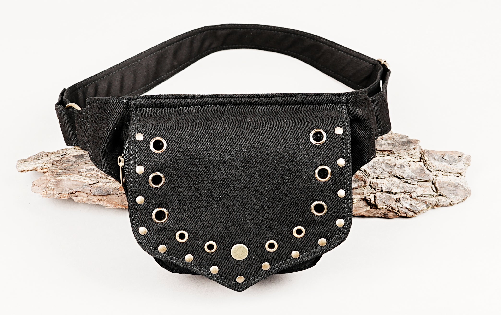 Studded fanny pack with grommet trim, festival ready