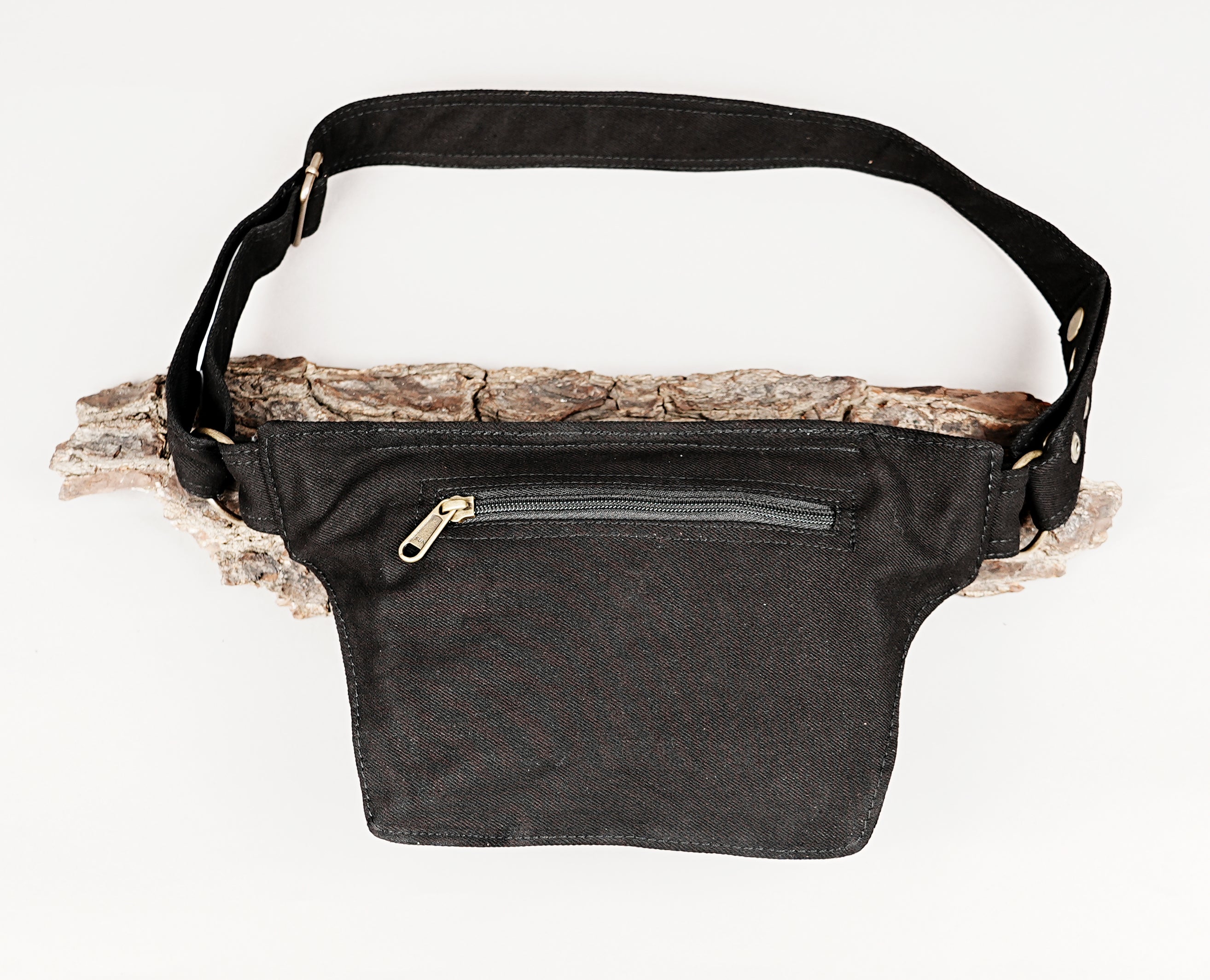 Black hip pack with punk rock stud embellishment