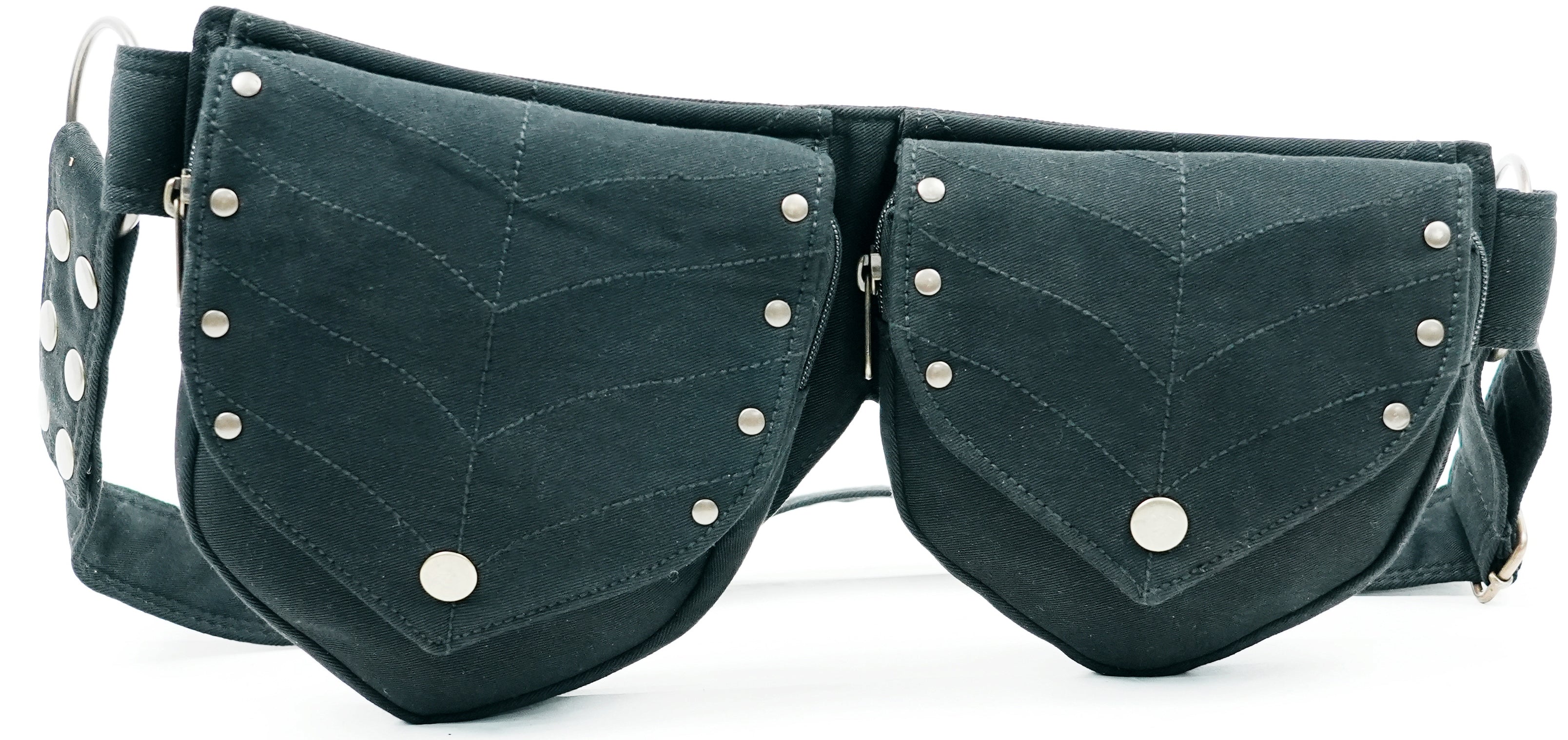 Double pocket hip bag made from durable cotton canvas
