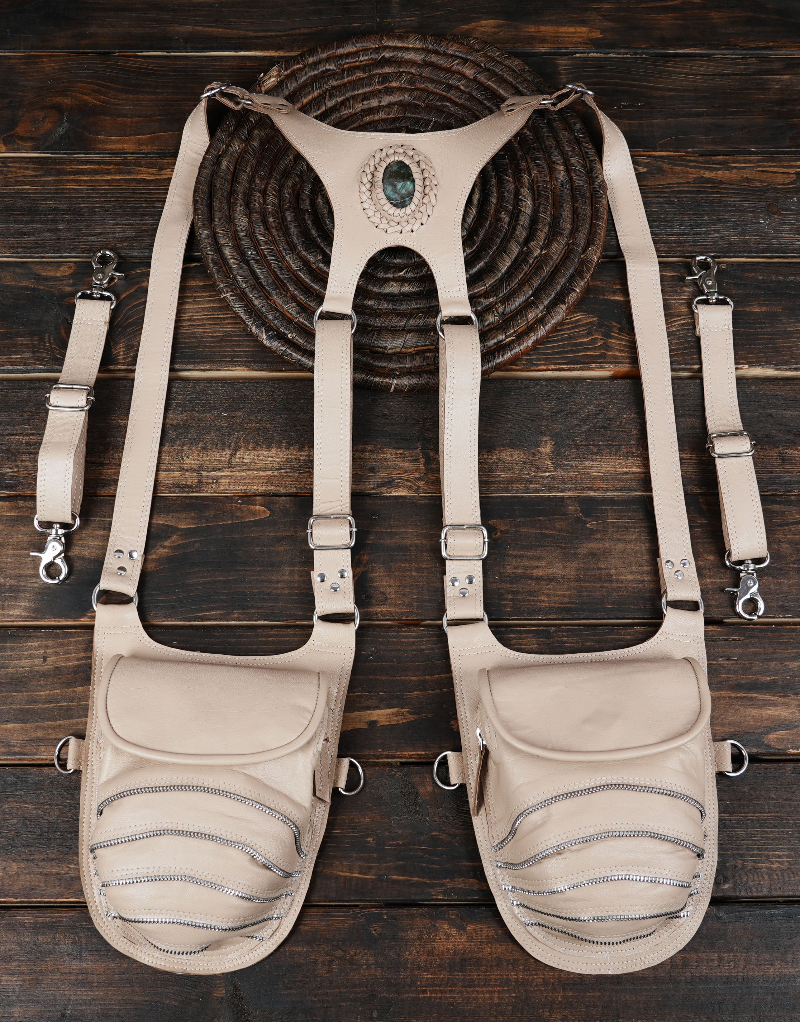 Artisan handmade leather festival holster bag