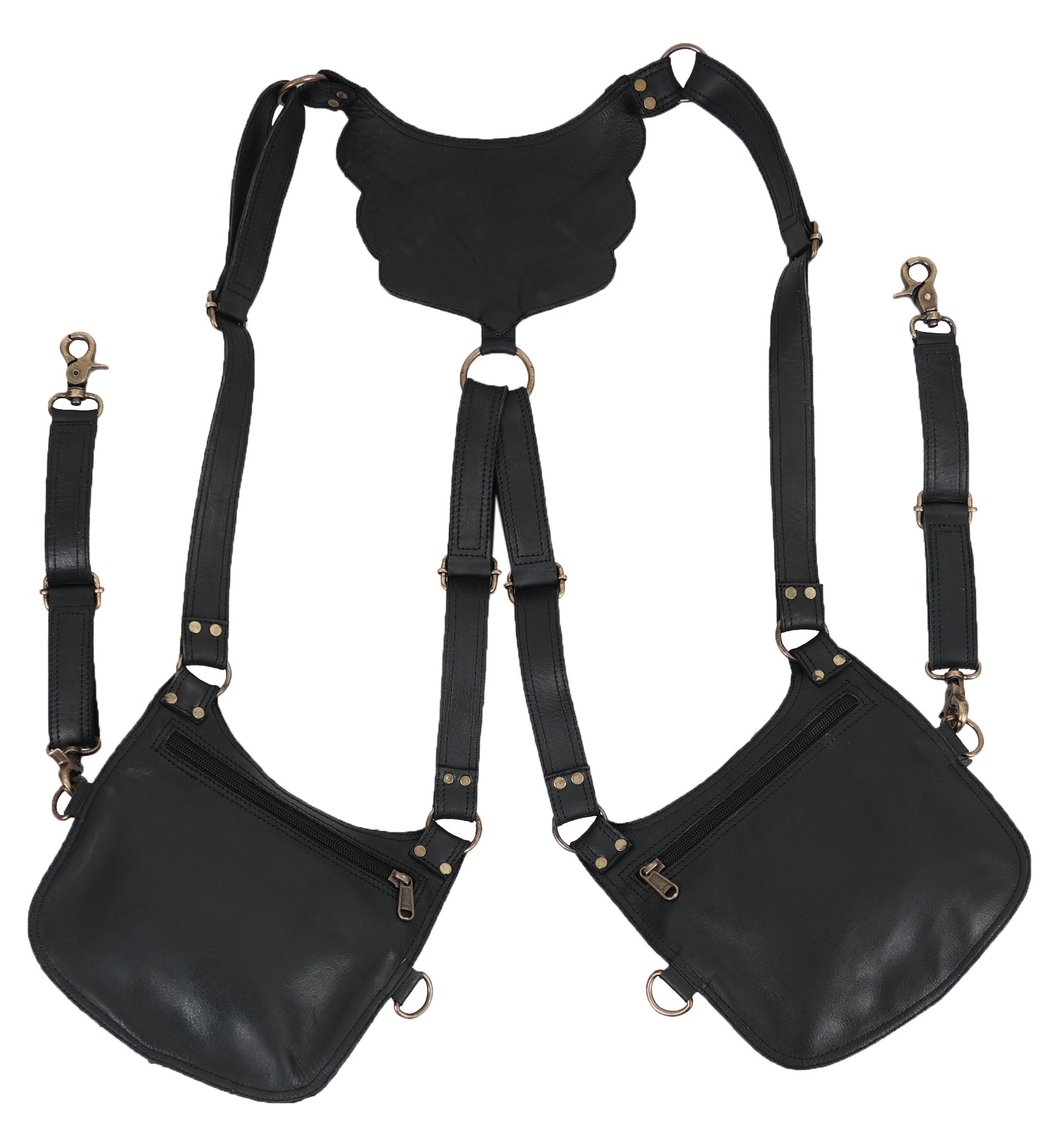High quality leather double pouch holster for alternative fashion