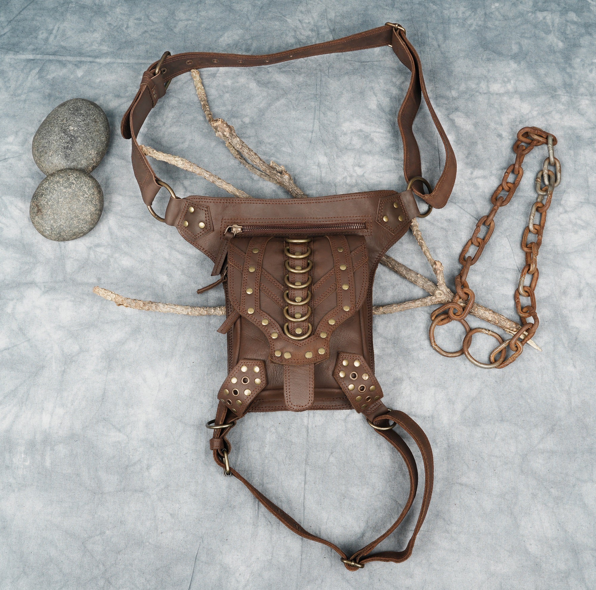 Handmade Leather Waist Thigh Belt for Festival and Travel