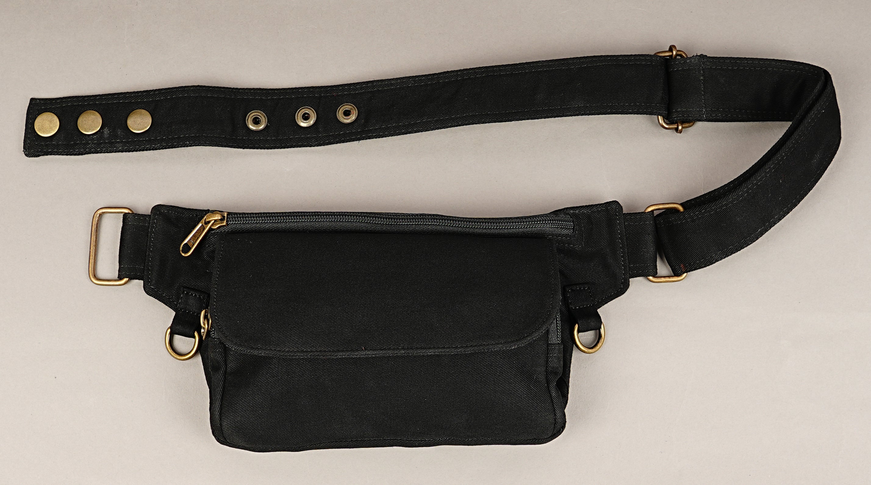 Cotton festival waist bag with multiple zipper storage compartments