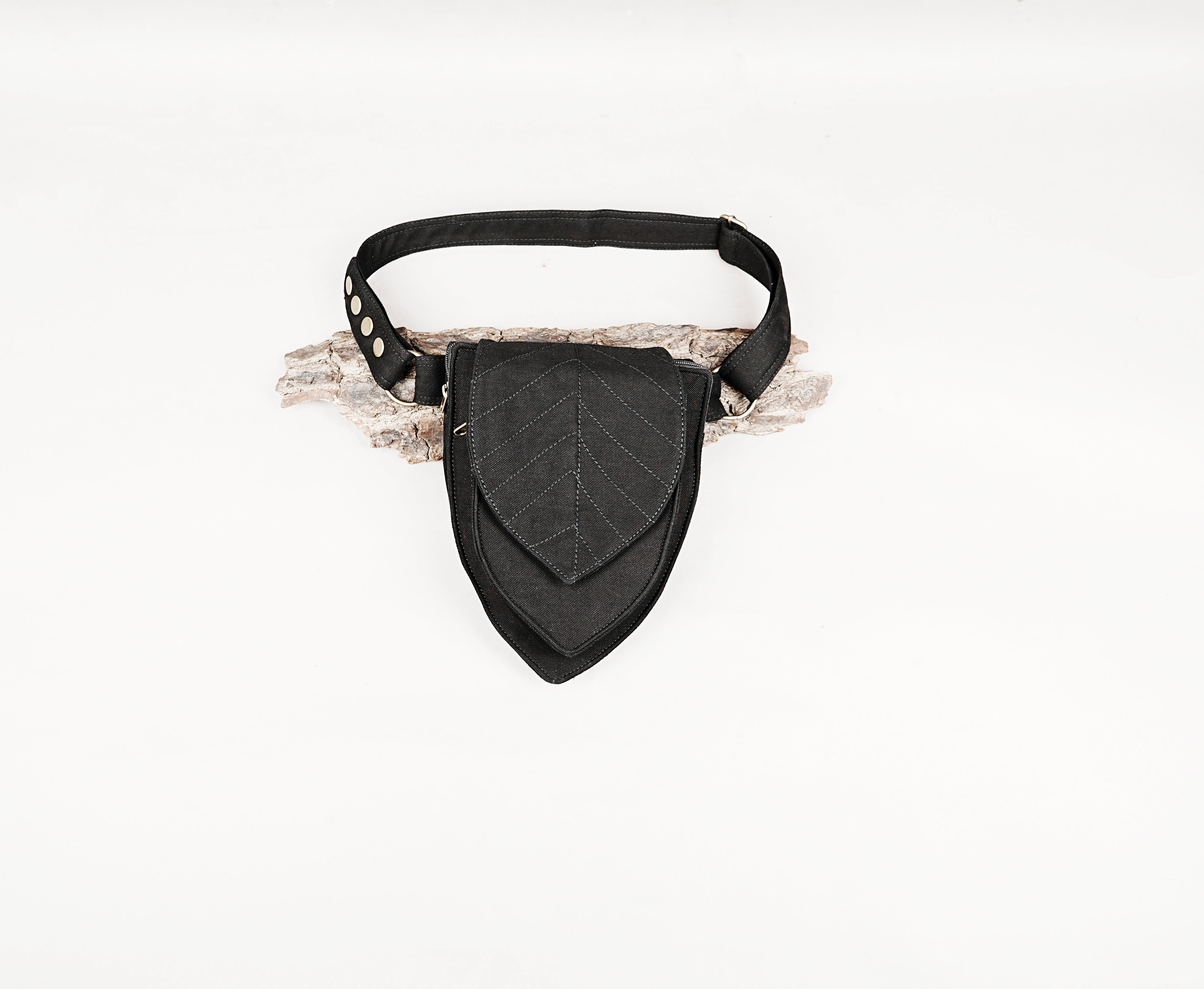 handcrafted black canvas utility belt bag with adjustable strap