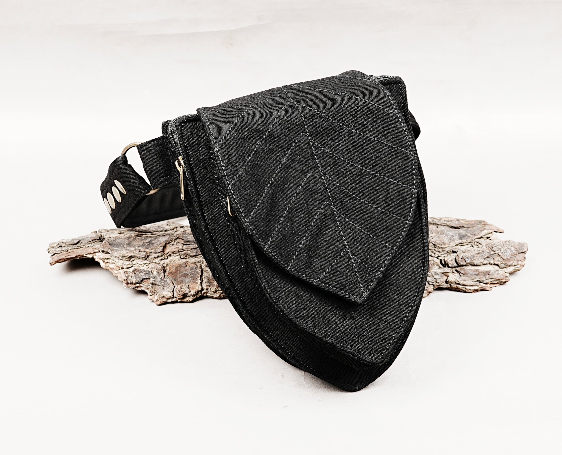leaf-patterned black festival gear for women and men