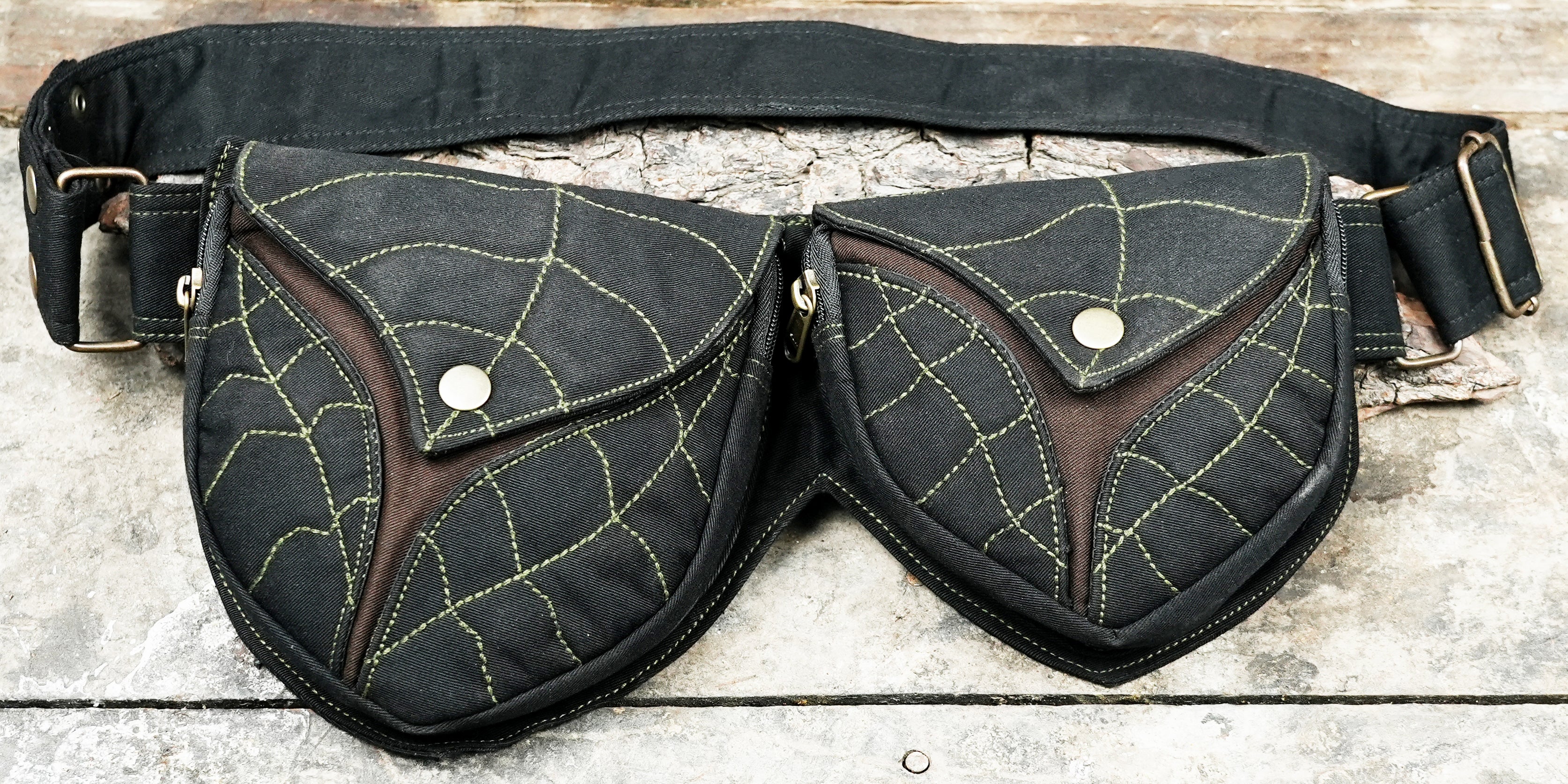 Cotton festival belt bag with front pockets
