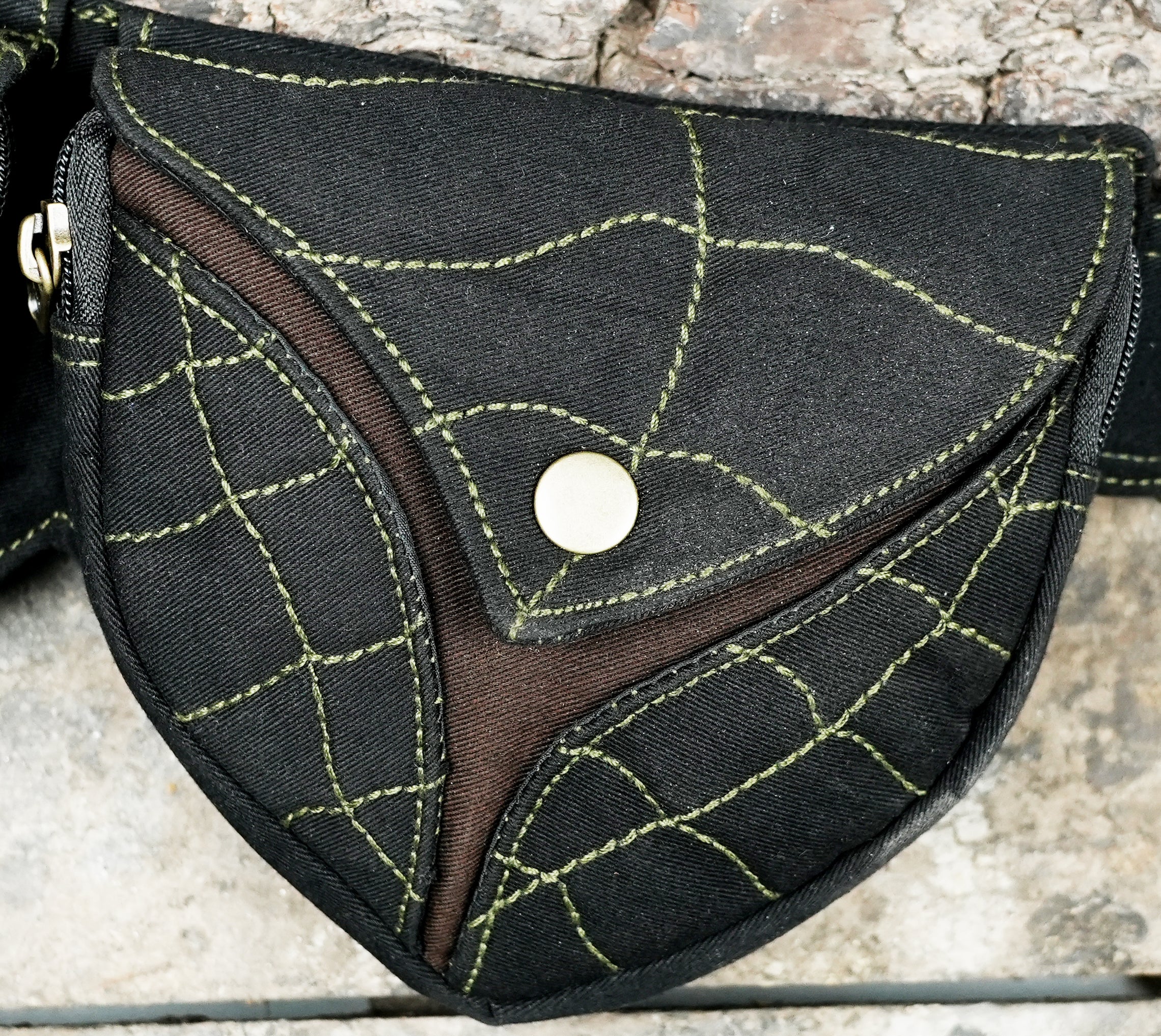 Double pouch cotton waist belt for festivals