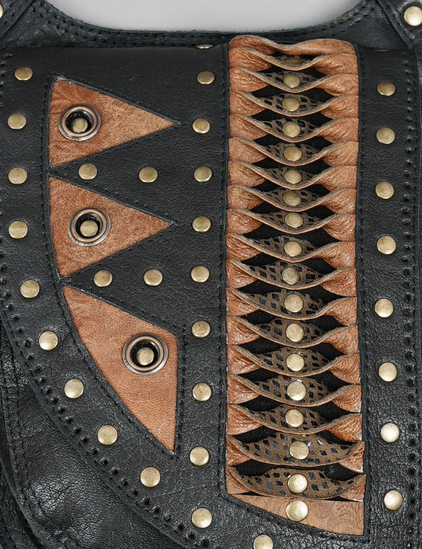 Premium black leather thigh holster with dual pouch design