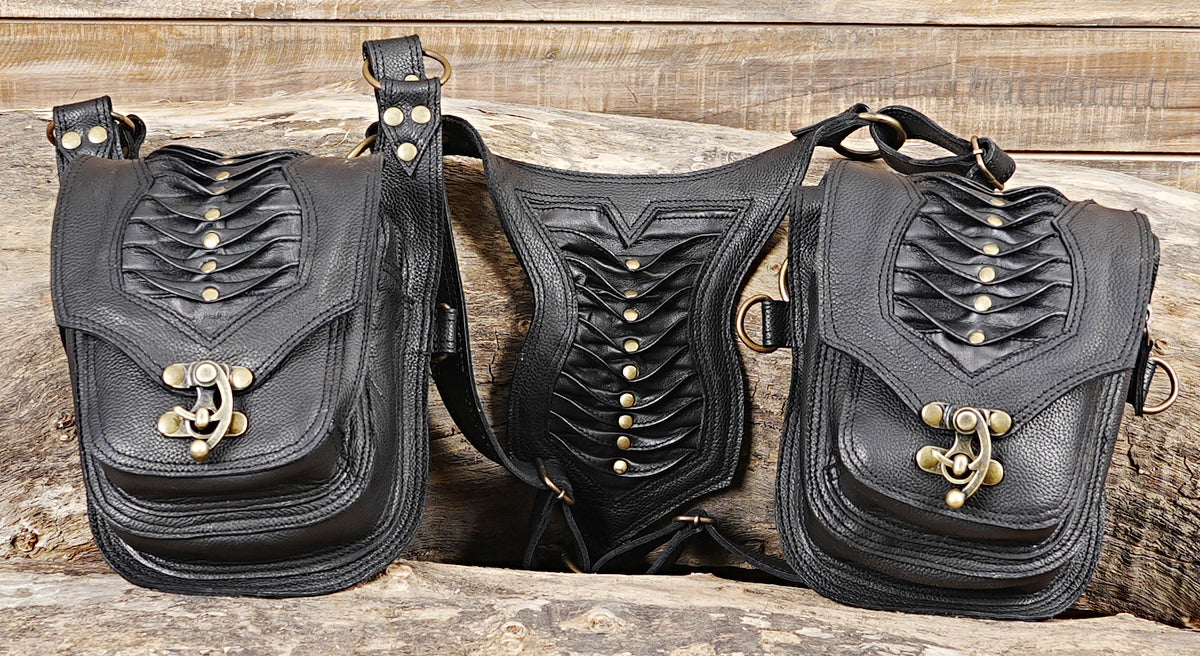 Heavy duty leather dual holster for travel and events